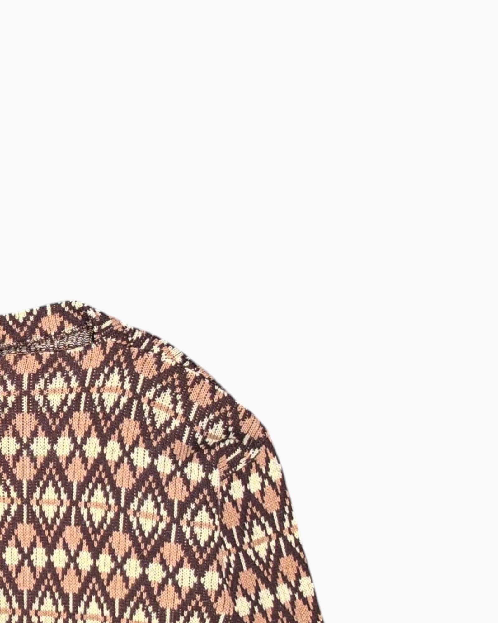 Front-detail-2 Vintage 80s Unknown Pullover Sweater – Multicolor Jacquard (S)