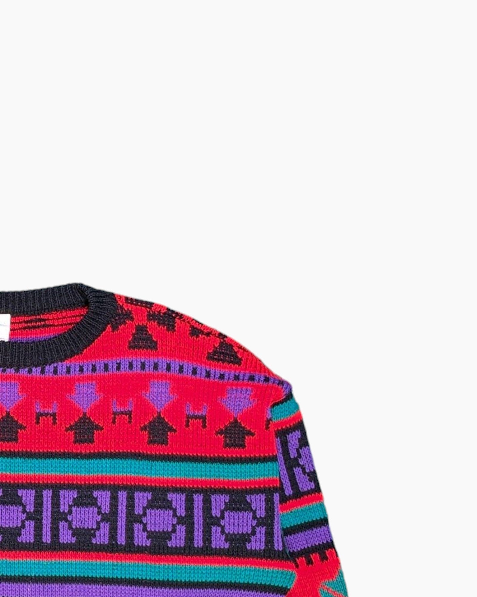 Pulover vintage anii '80/'90 necunoscut M Retro Multicolor