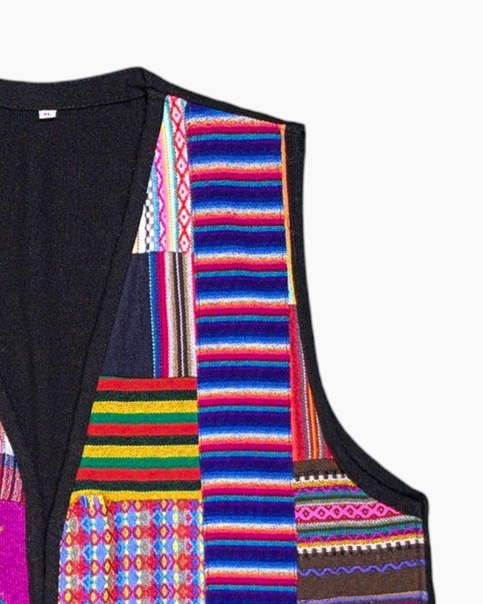 Front Detail 2 Vintage 80s/90s Unknown Vest – Multicolor Patchwork Front