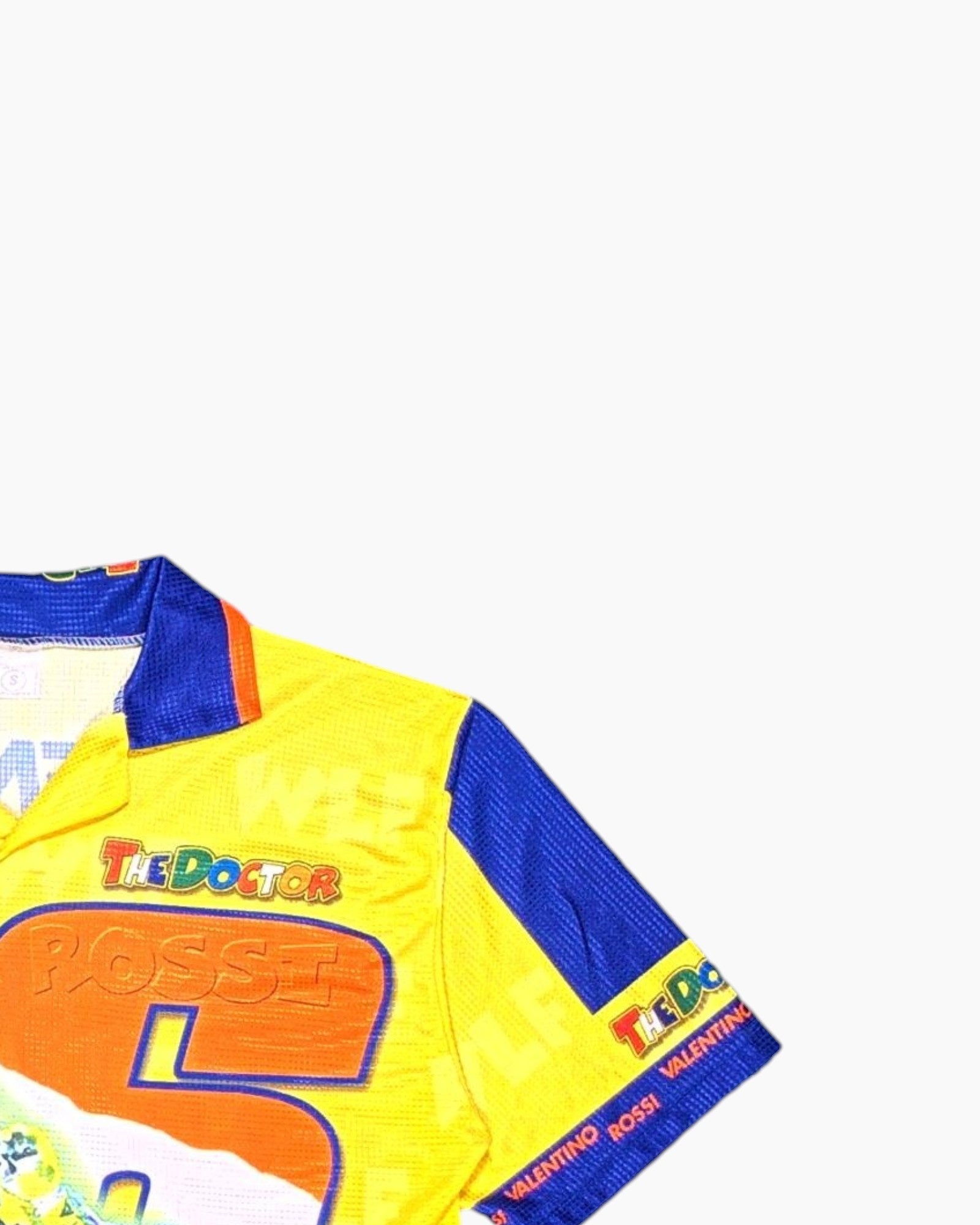 Front-detail-2 Vintage Y2K VALENTINO ROSSI Graphic T-Shirt – Neon Yellow Repsol 46