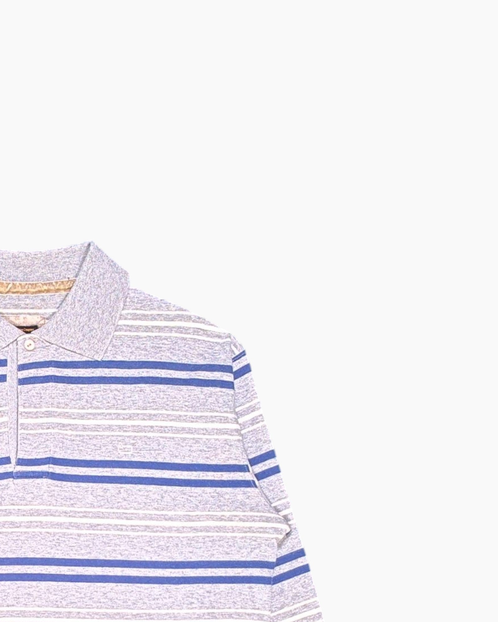 Front-detail-2 Vintage 90s/2000s Woolrich Long Sleeve Polo Shirt – Striped (Navy/Yellow) 