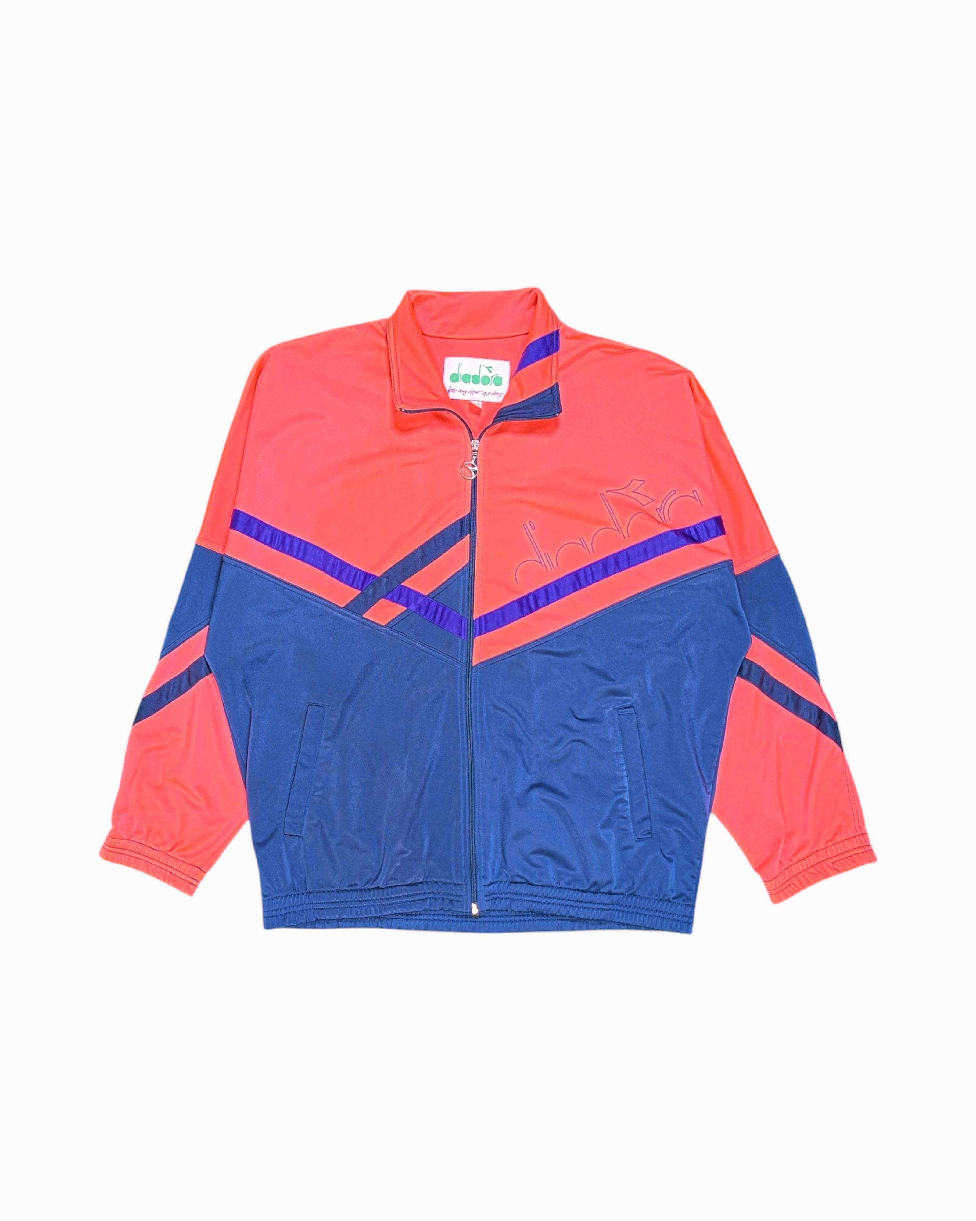 Vintage DIADORA Track Jacket XS Retro Sportswear Fuchsia Navy