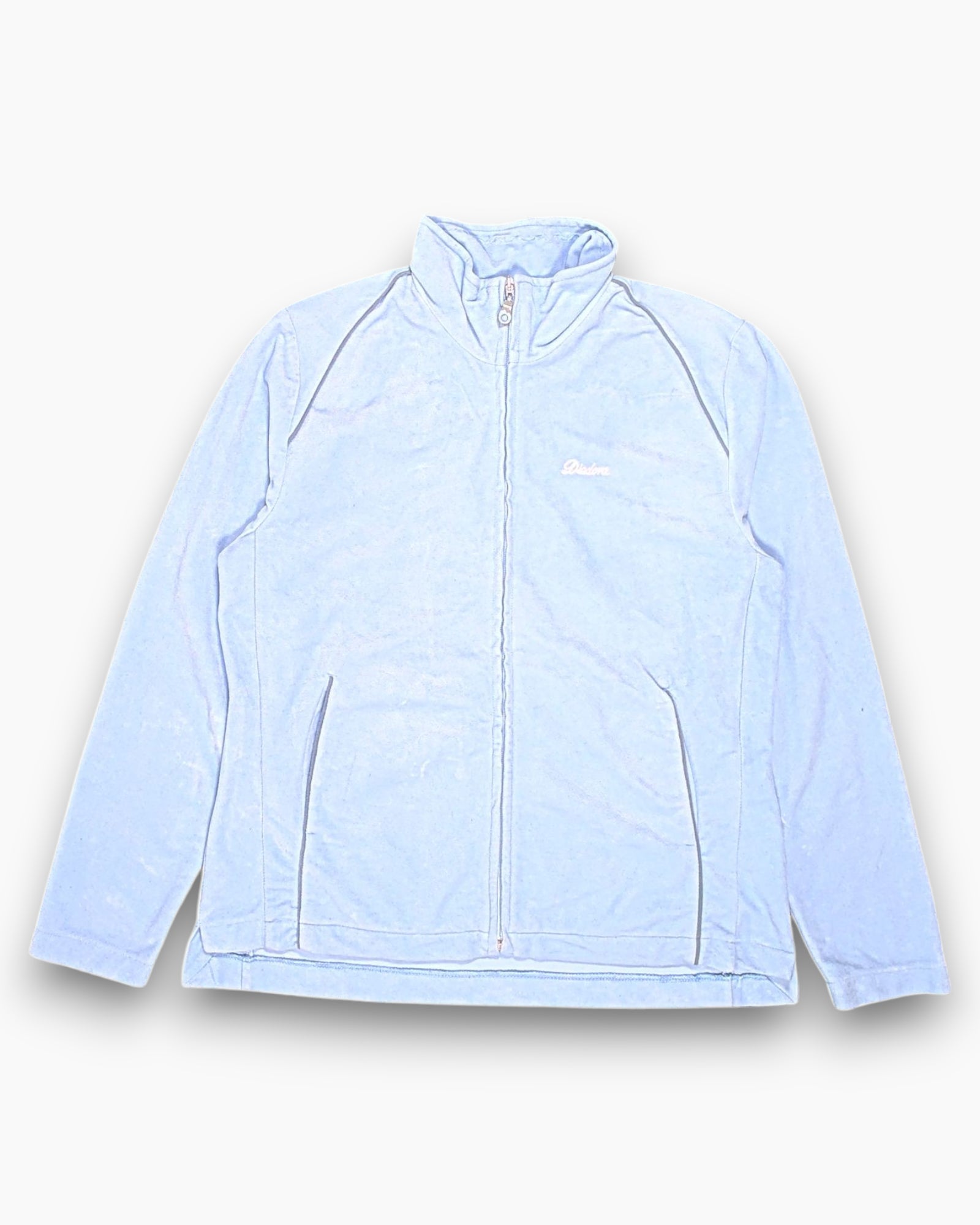 Front Vintage Y2K DIADORA Track Jacket – Pastel Blue Zip-Up