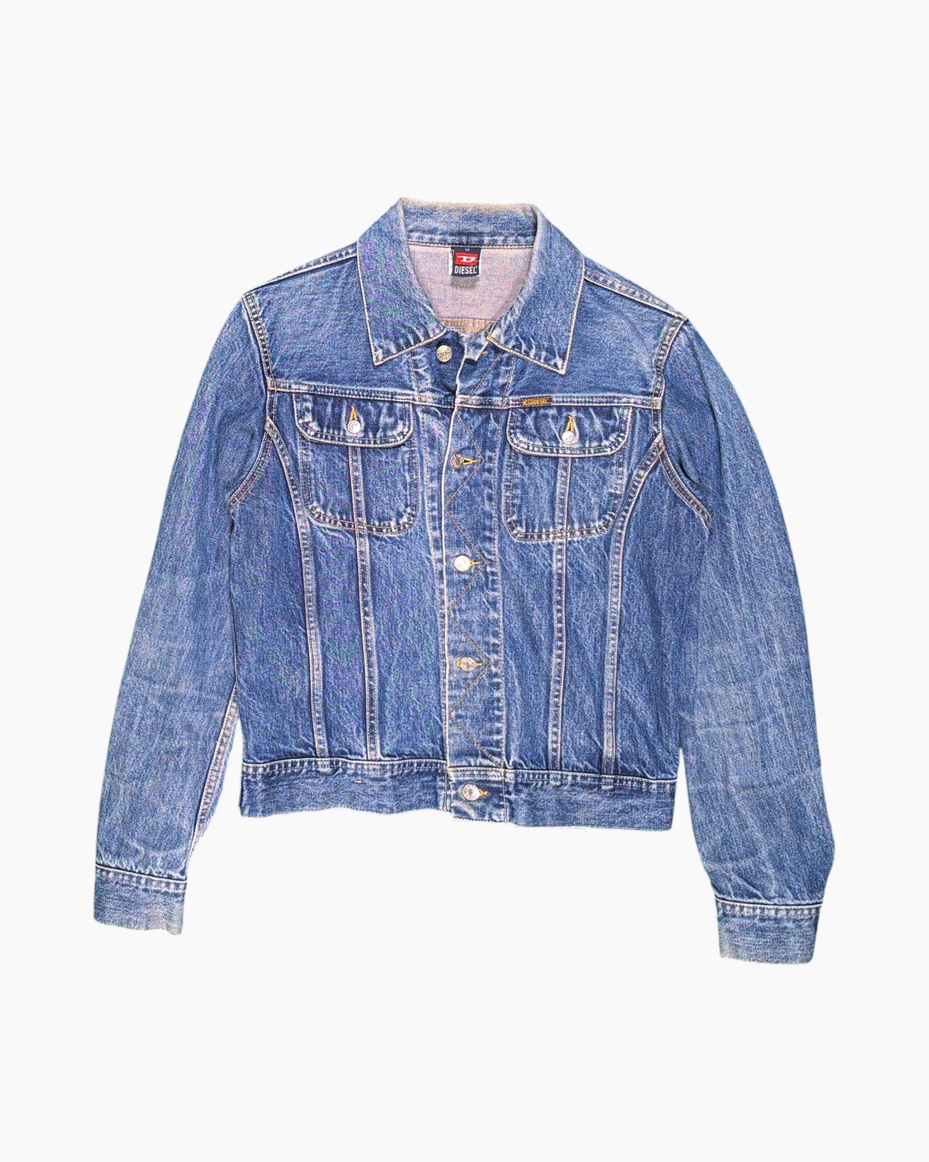 Front Vintage 80s/90s DIESEL Denim Jacket – Blue Stonewash Trucker