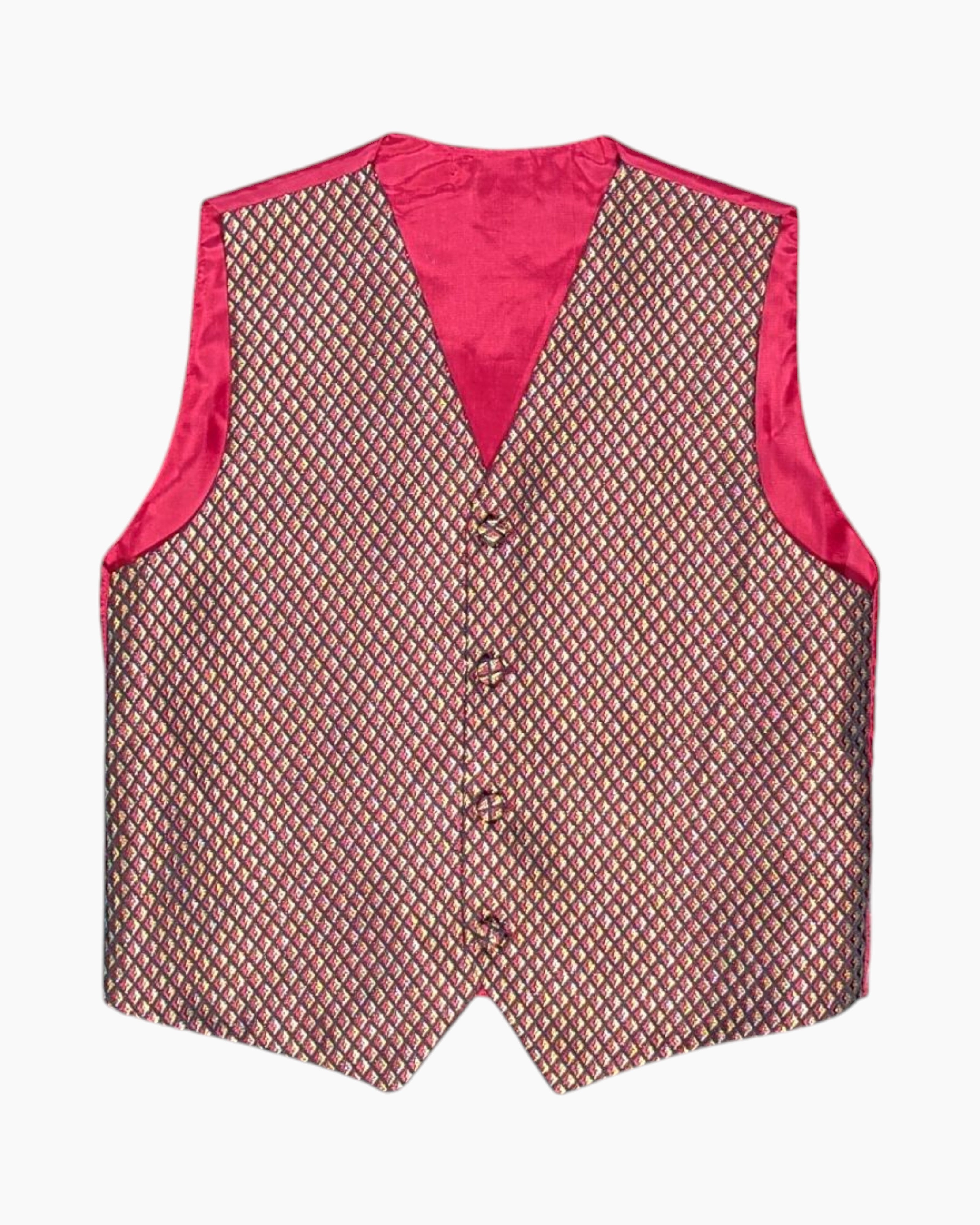 Front Vintage 80s/90s EBRU collection Waistcoat (Vest) – Multicolor Metallic Brocade