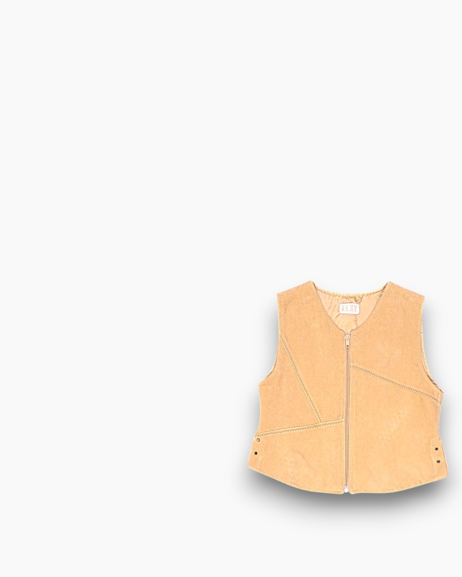 Front Vintage 90s E.L.S.Y. Vest – Beige Cropped Paneled