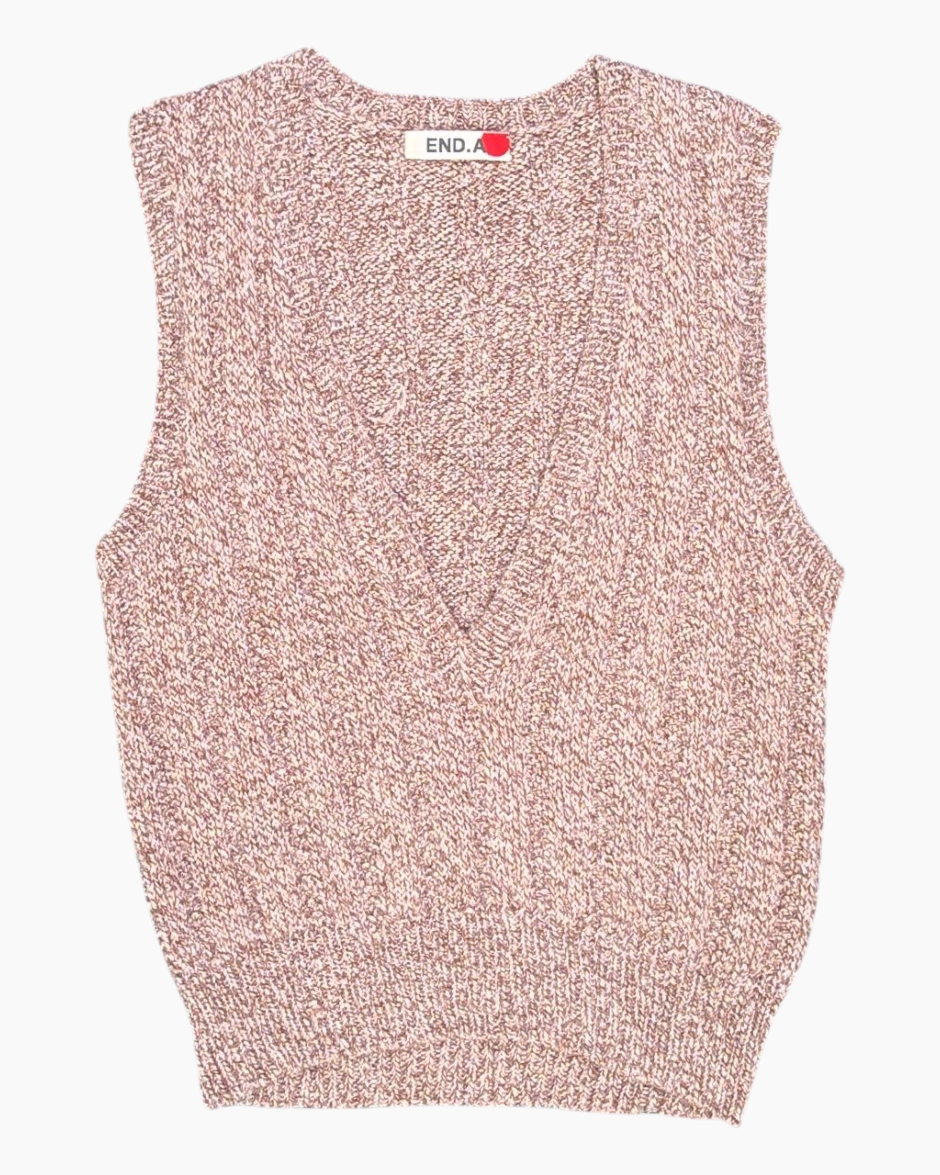 Front Pre-owned END.A Pullover Sweater – Beige Sleeveless V-neck