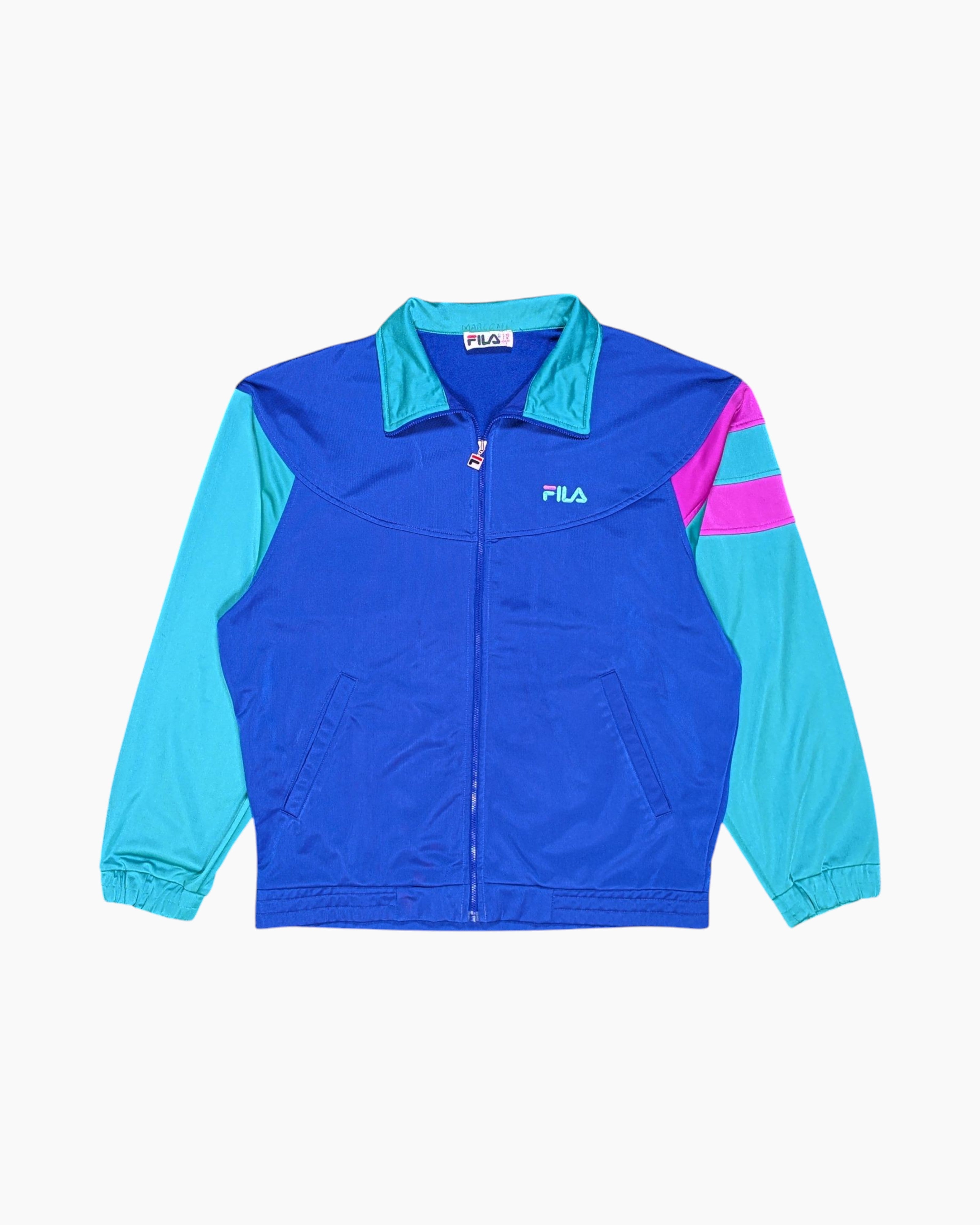 Front Vintage 80s/90s FILA Track Jacket – Blue Colorblock (Preloved)