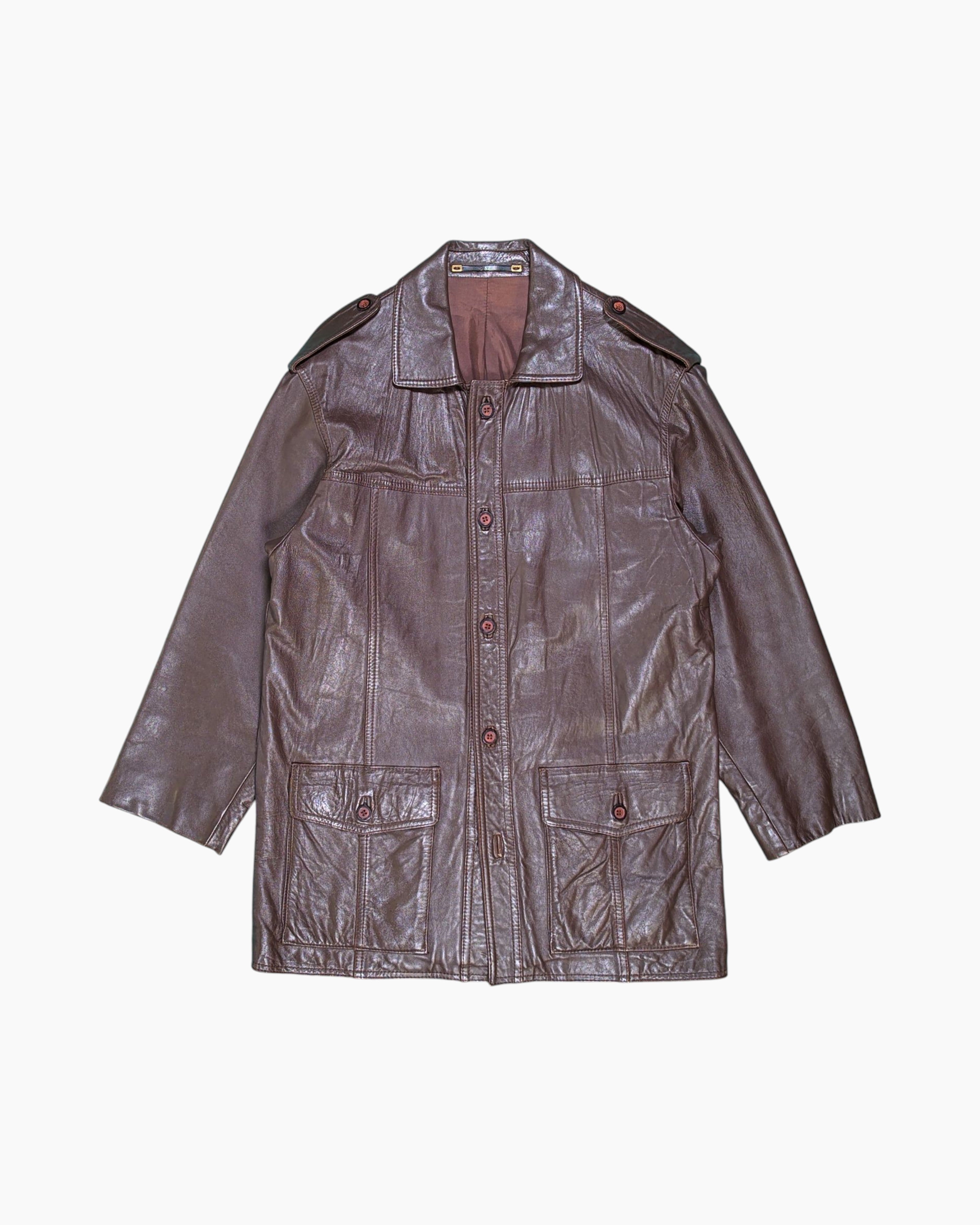 Front Vintage 70s/80s fourman Leather Jacket – Brown Field Style