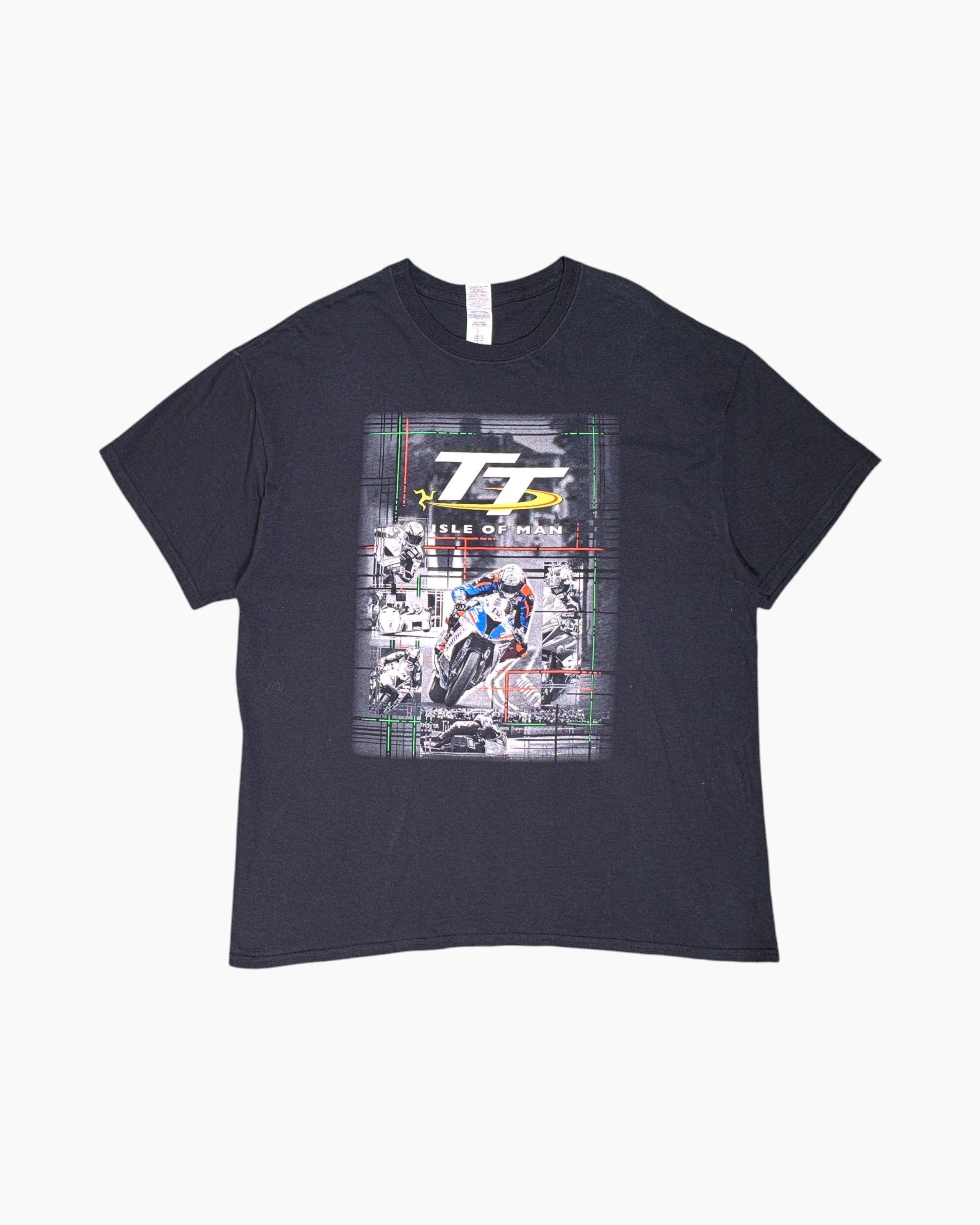 Front Pre-owned GILDAN Graphic T-Shirt – Black Isle of Man TT Backlist