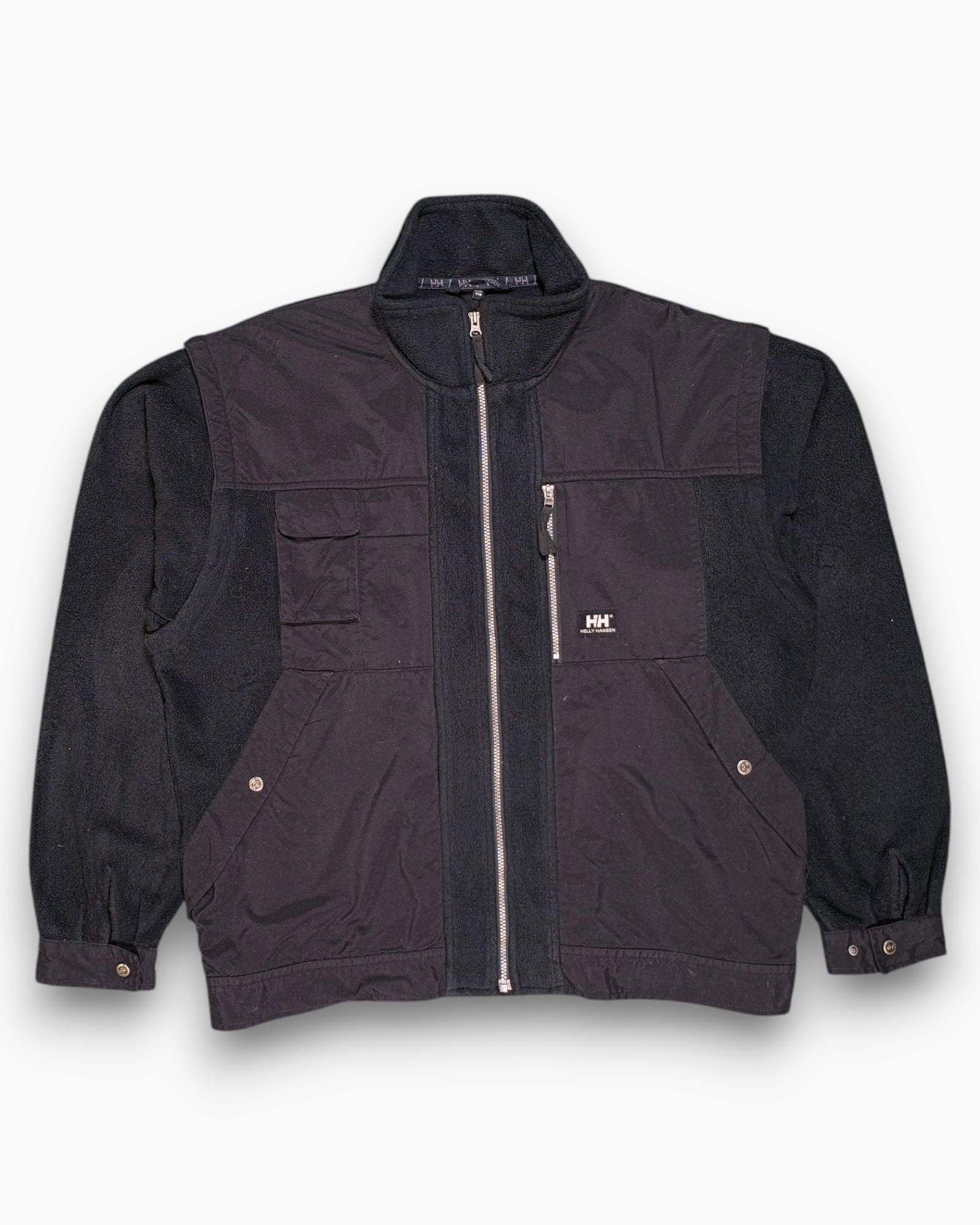 Front Vintage Y2K Helly Hansen Fleece Jacket – Black Nylon Reinforced
