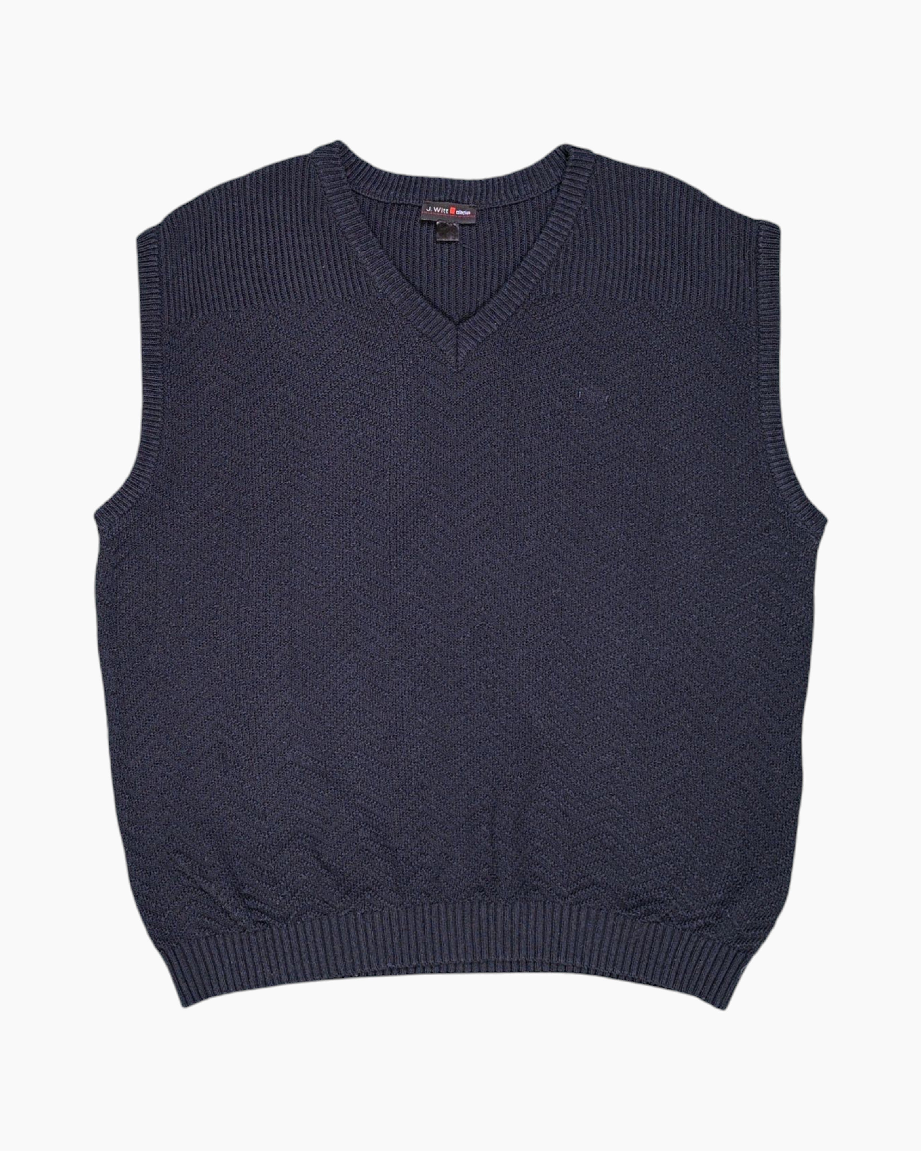 Front Pre-owned J. Witt collection Pullover Sweater – Navy V‑neck Sleeveless
