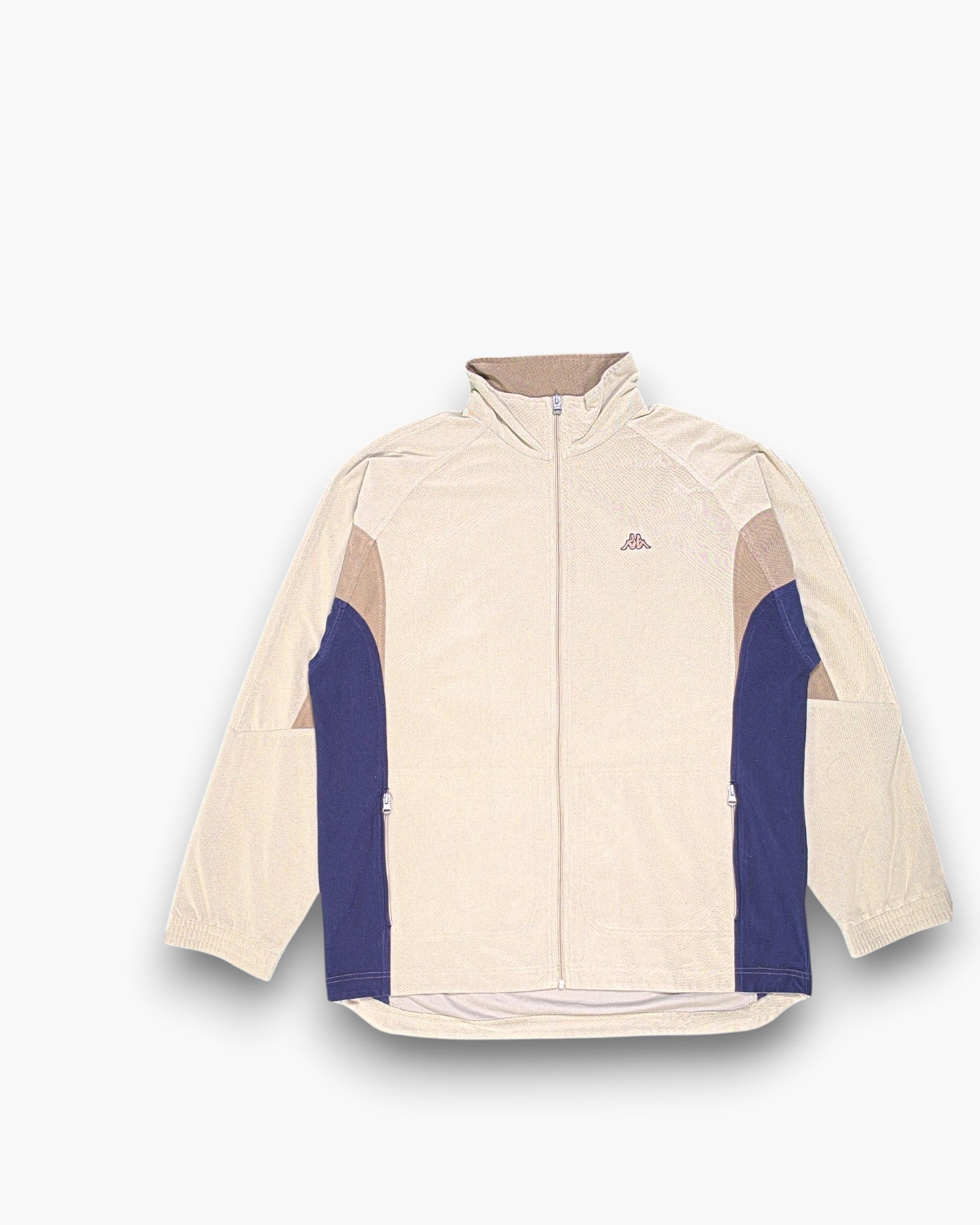 Front Vintage 2000s Kappa Zip-up Track Jacket – Beige Colorblock