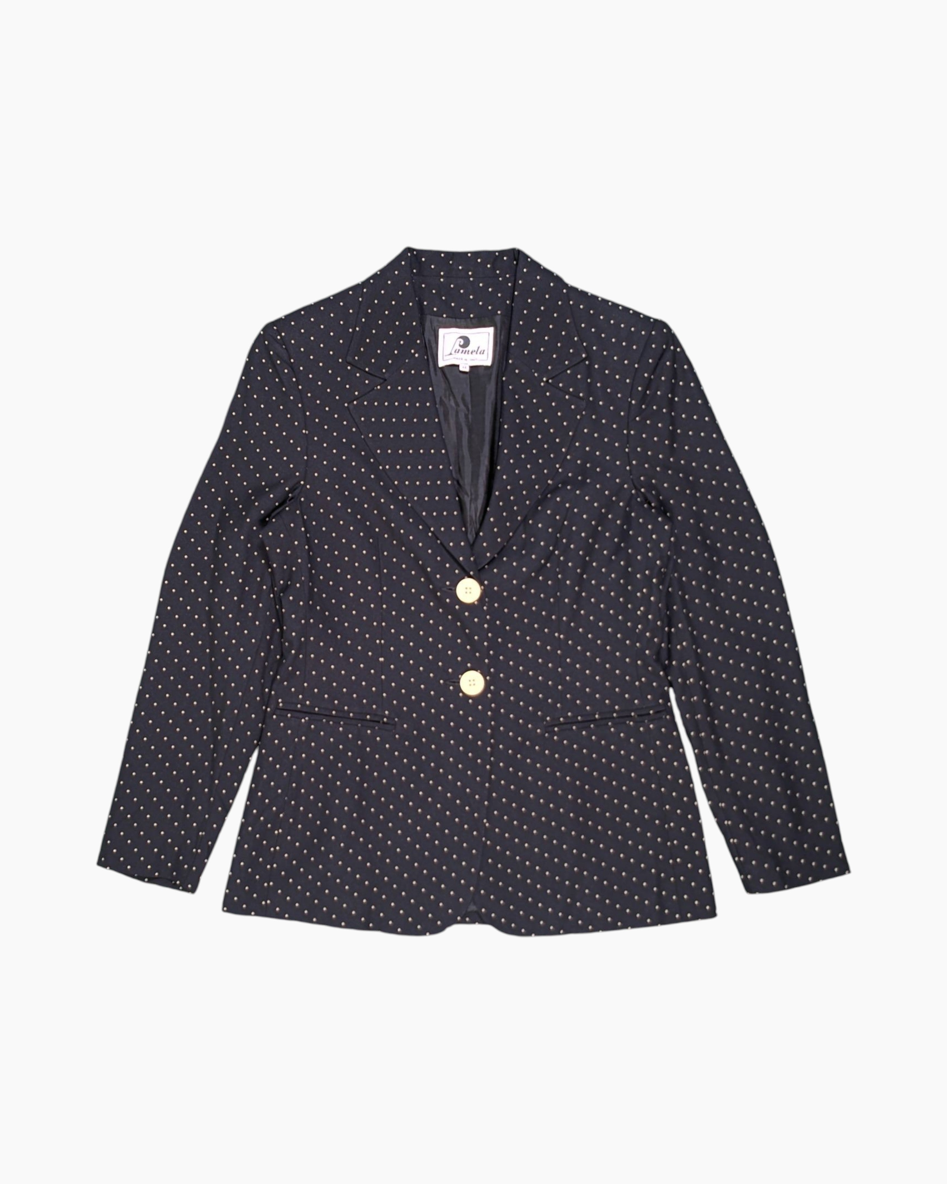 Front Vintage 80s/90s Lamela Blazer – Polka-dot Tailored Sport Jacket