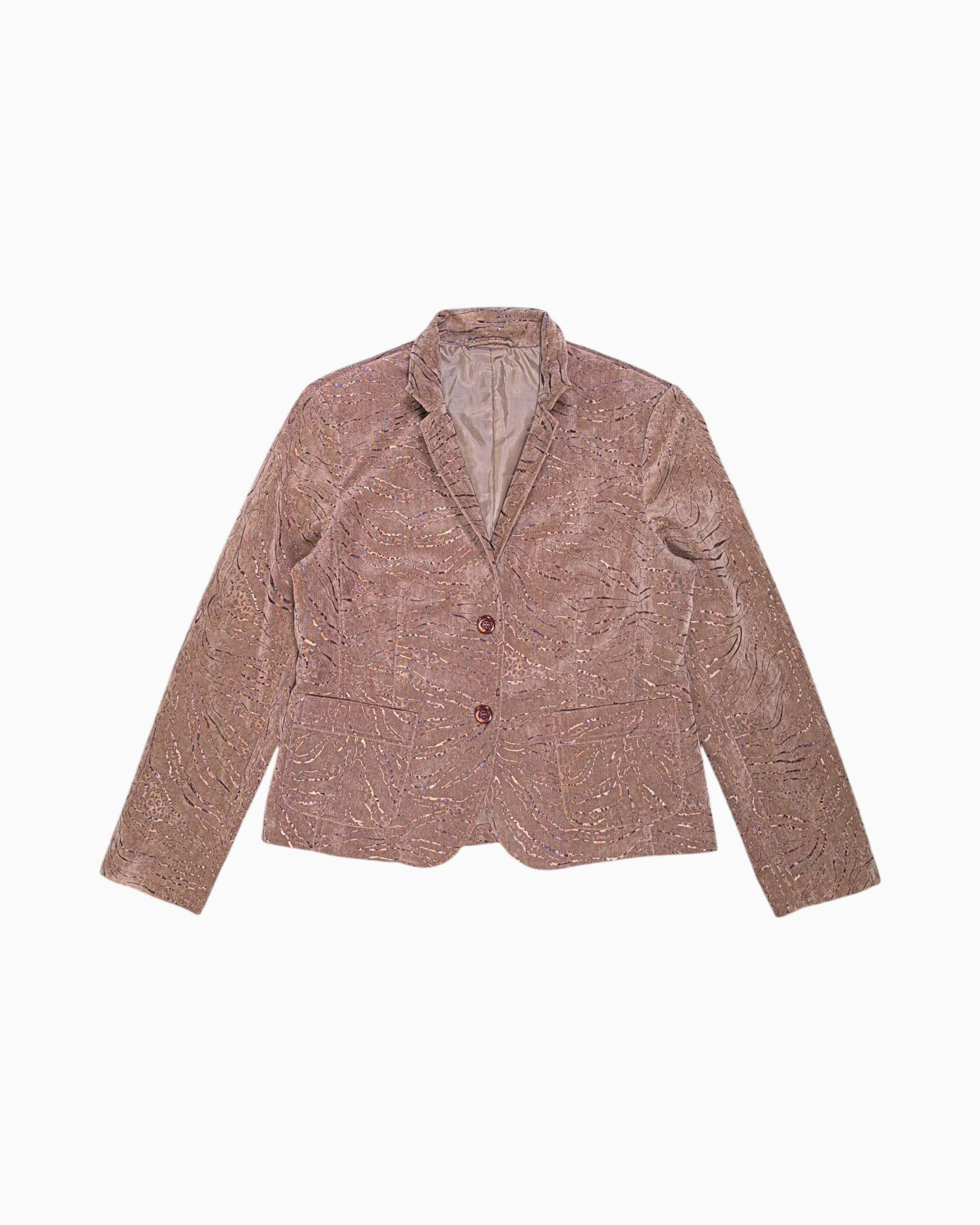 Front Vintage 90s/2000s Laura di Sarpi Blazer – Brown Textured Jacquard