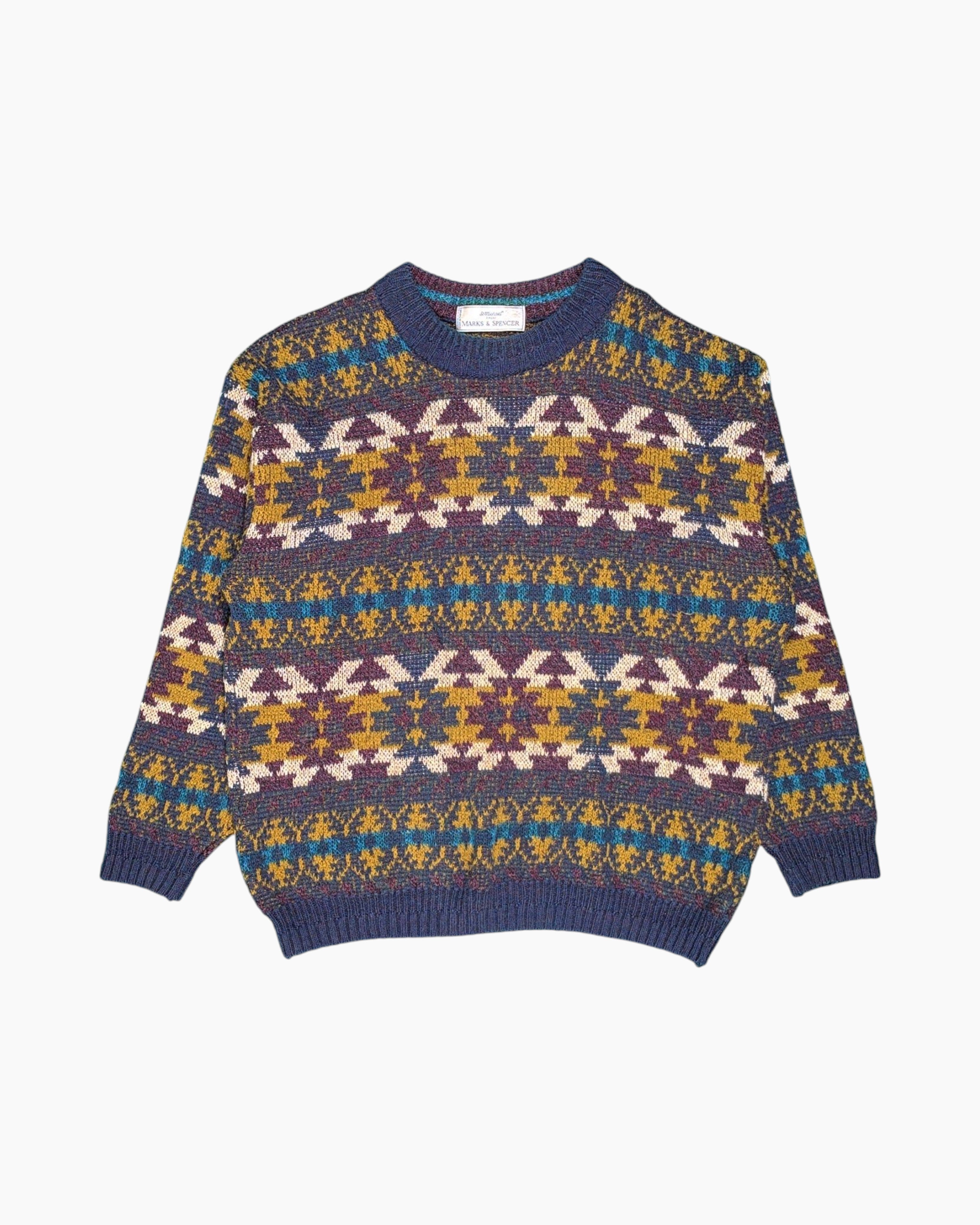 Vintage Marks & Spencer Pullover Sweater L Retro Fair Isle 