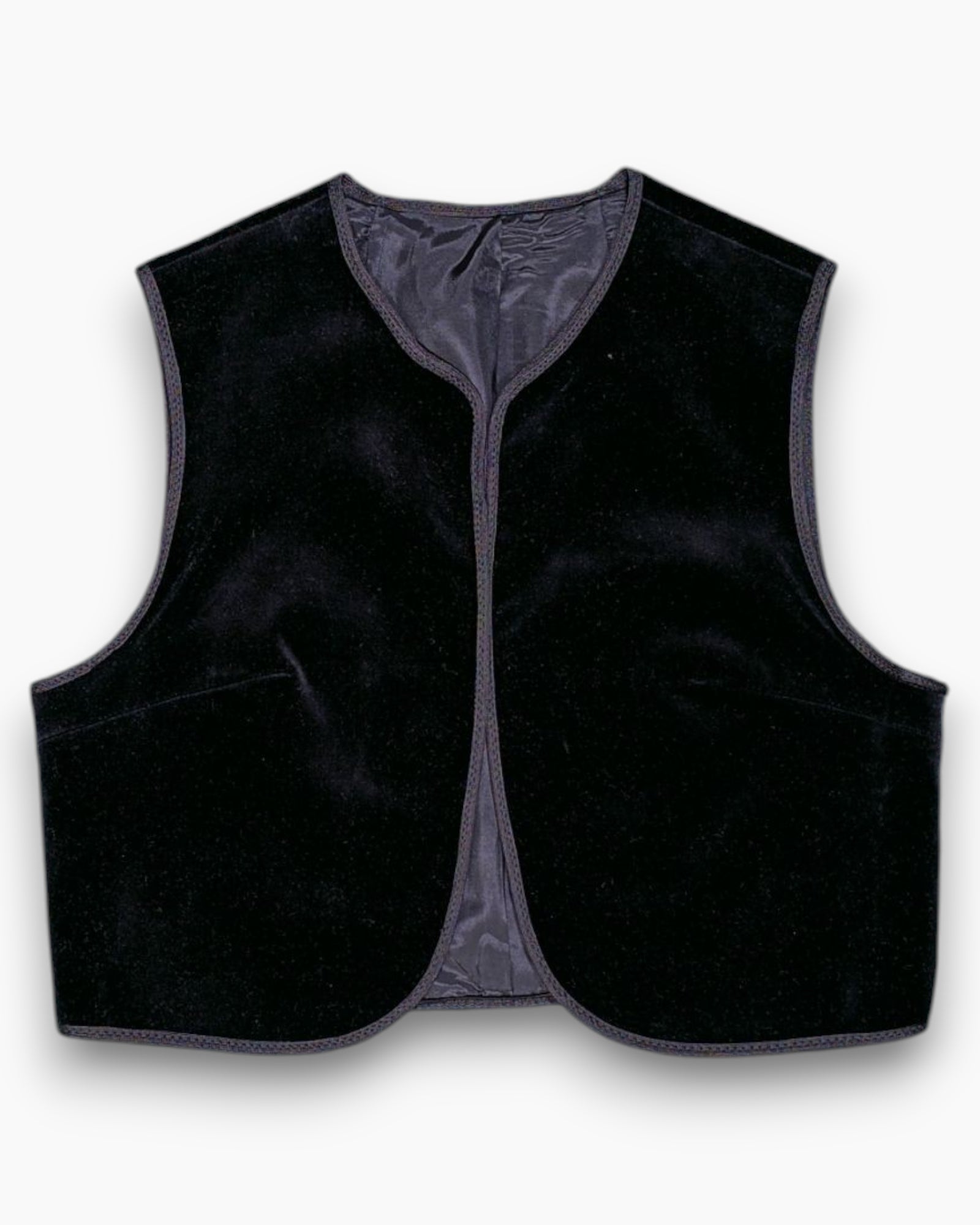 Front Vintage 80s/90s niedieck Vest – Black Cropped Velvet Bolero