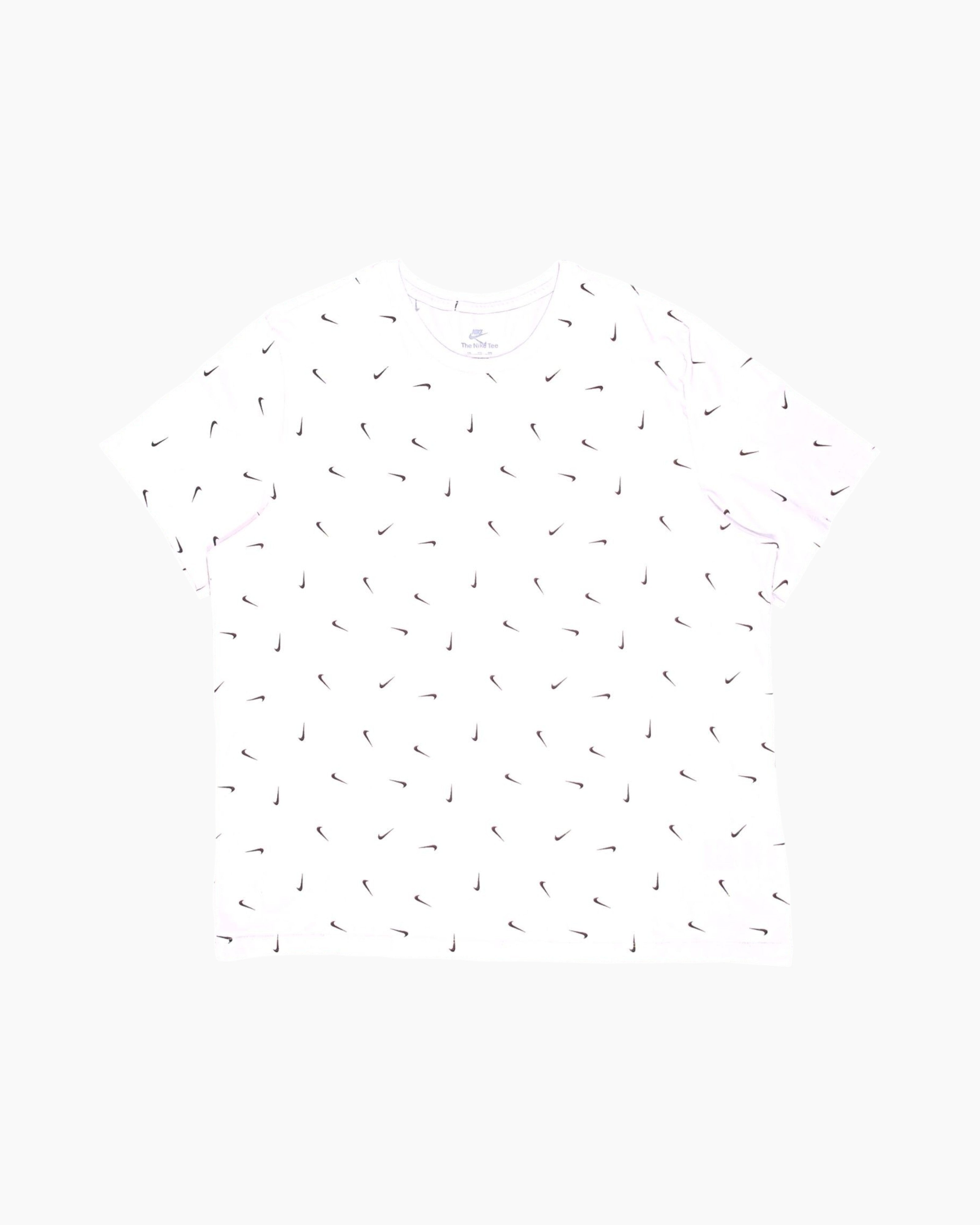 Front Pre-owned Nike Graphic T-Shirt – White All-over Swoosh