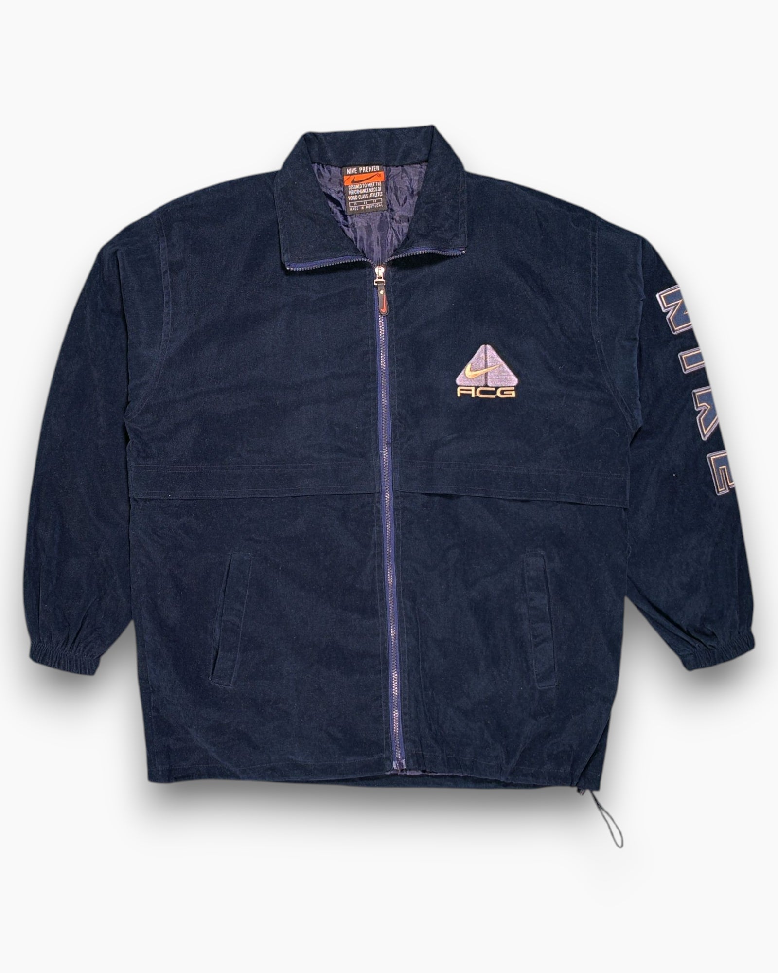 Front Vintage 90s NIKE PREMIER Track Jacket – Navy with Embroidered Logo