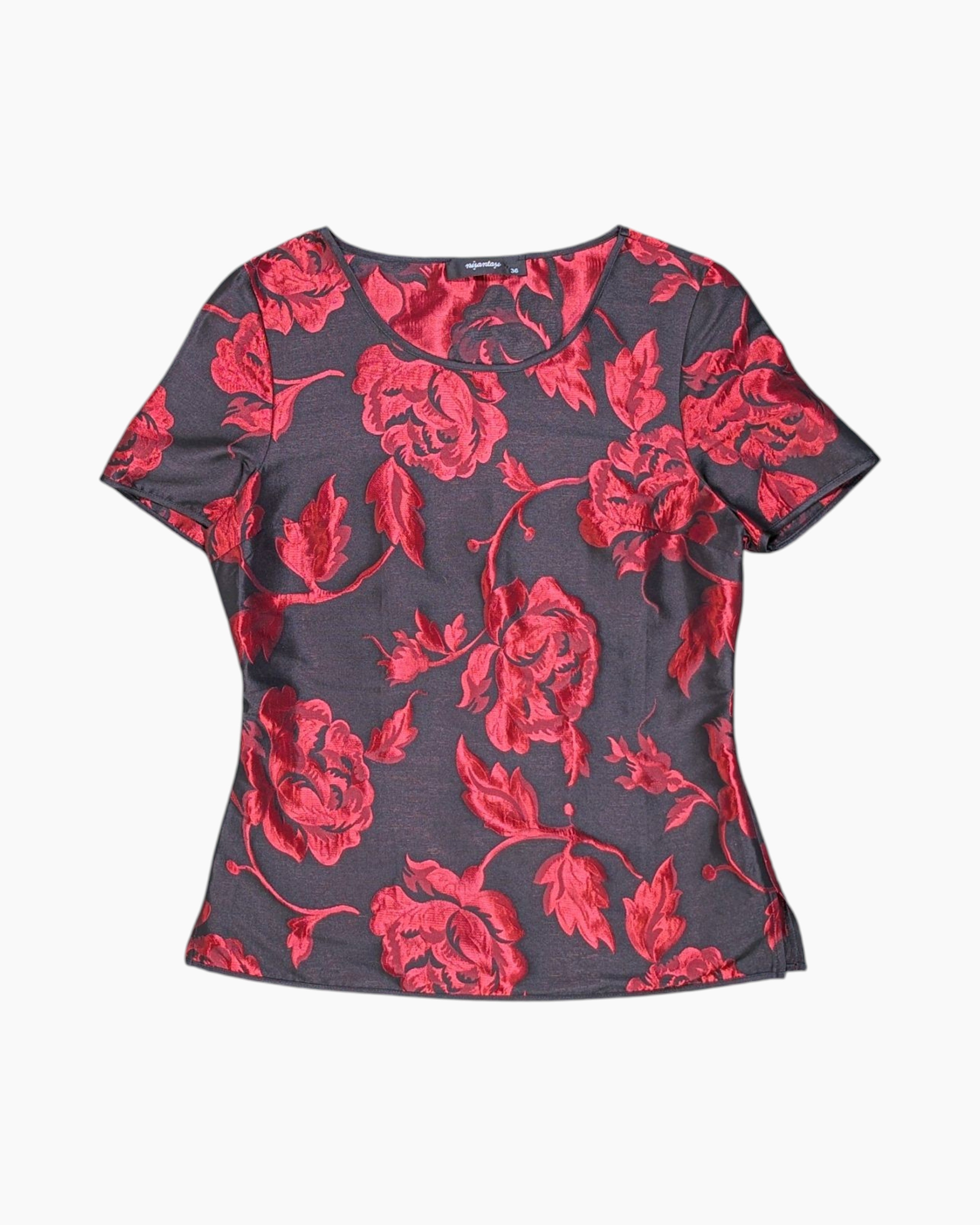 Front Pre-owned nişantaşı Blouse – Floral jacquard one-shoulder (Size 36)