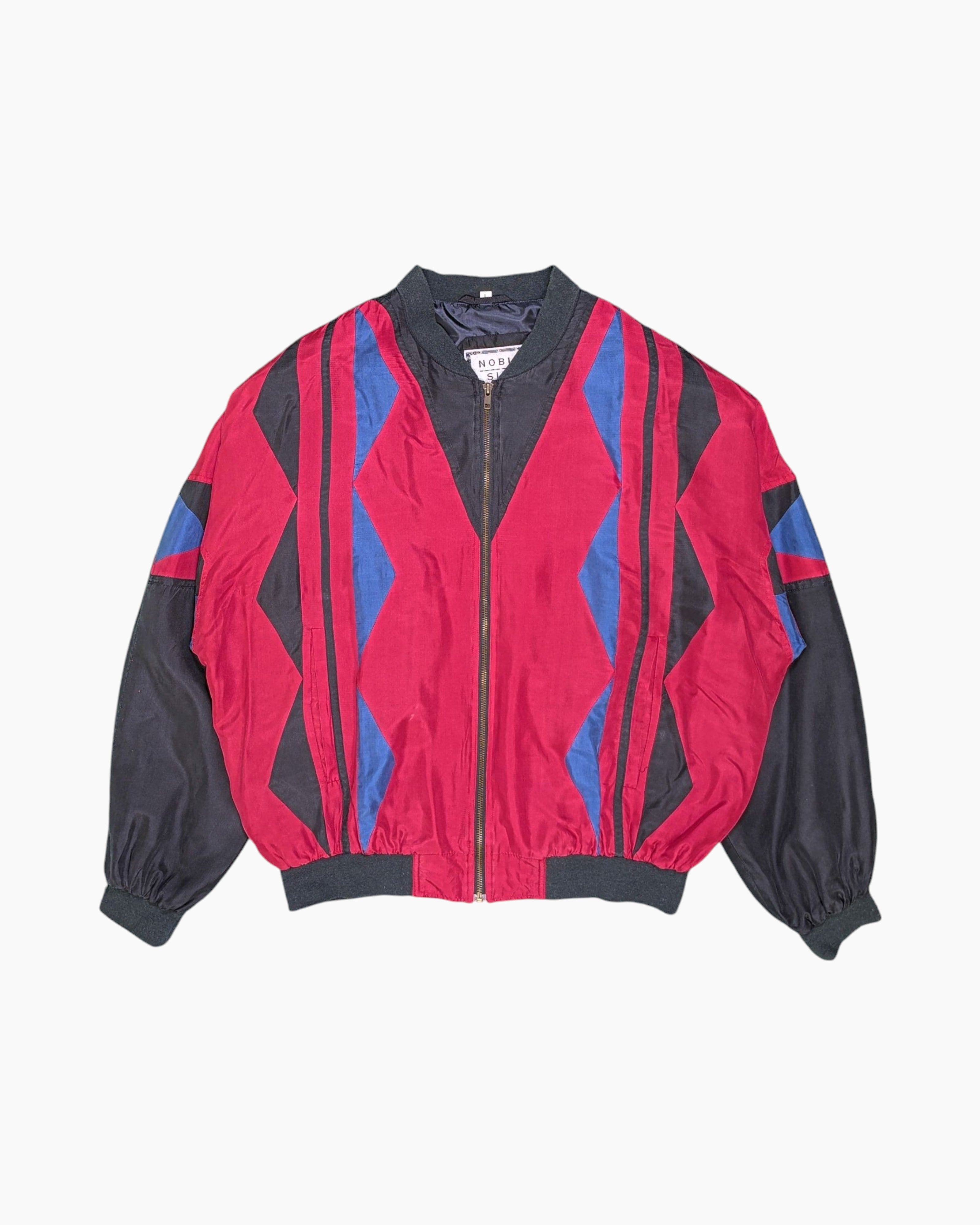 Front Vintage 80s/90s Noble Silk Bomber Jacket – Red Colorblock