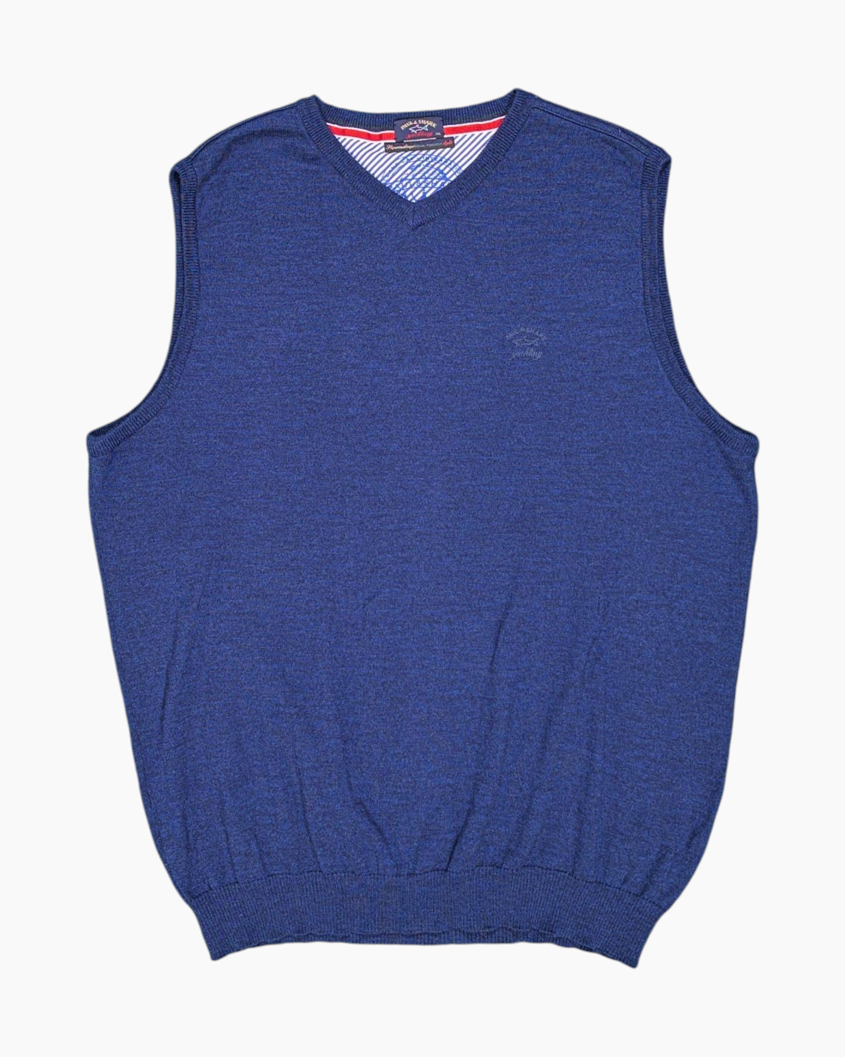 Front Pre-owned PAUL & SHARK Pullover Sweater – Navy V-neck Sleeveless