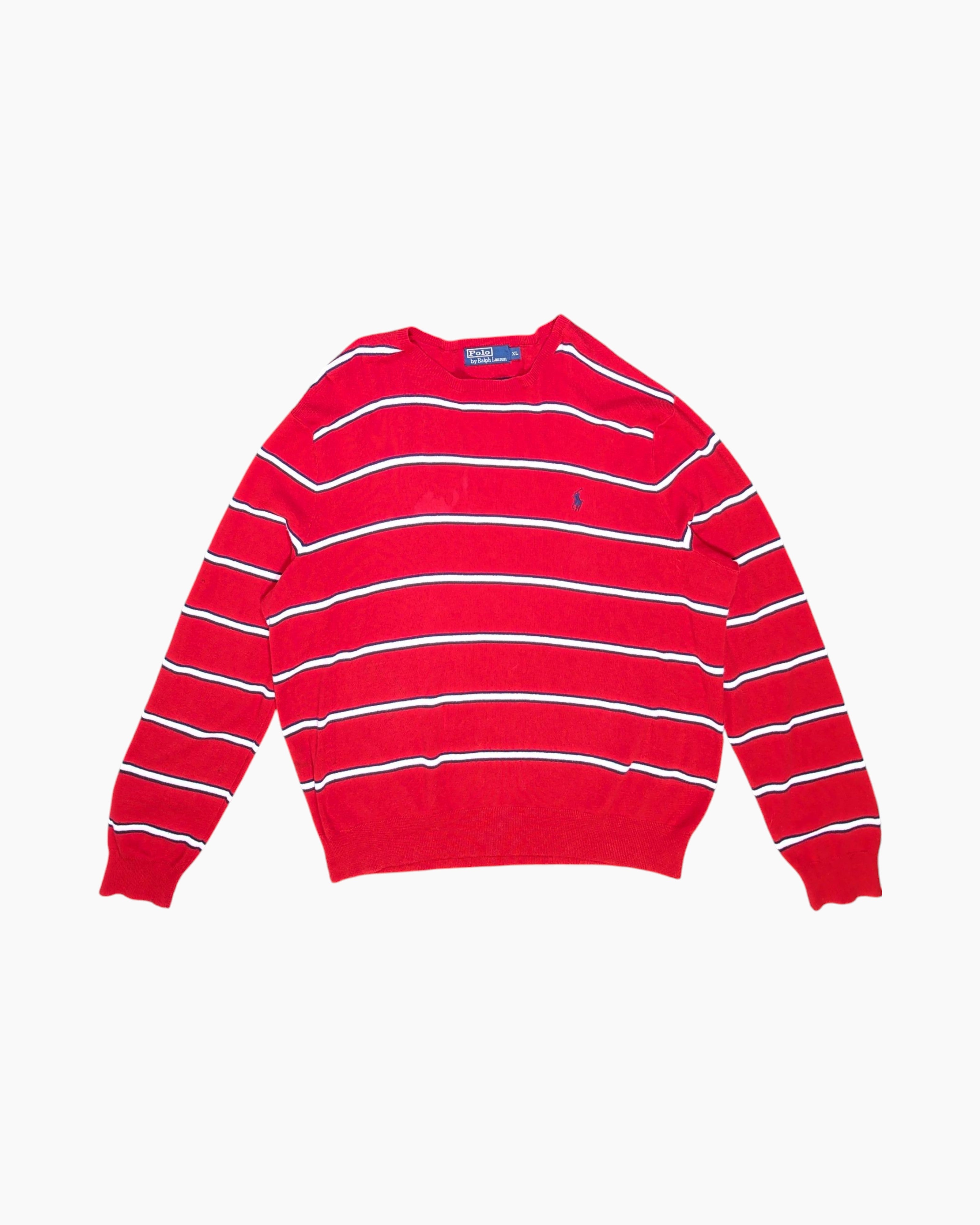 Front Vintage 2000s Polo by Ralph Lauren Pullover Sweater – Red Striped