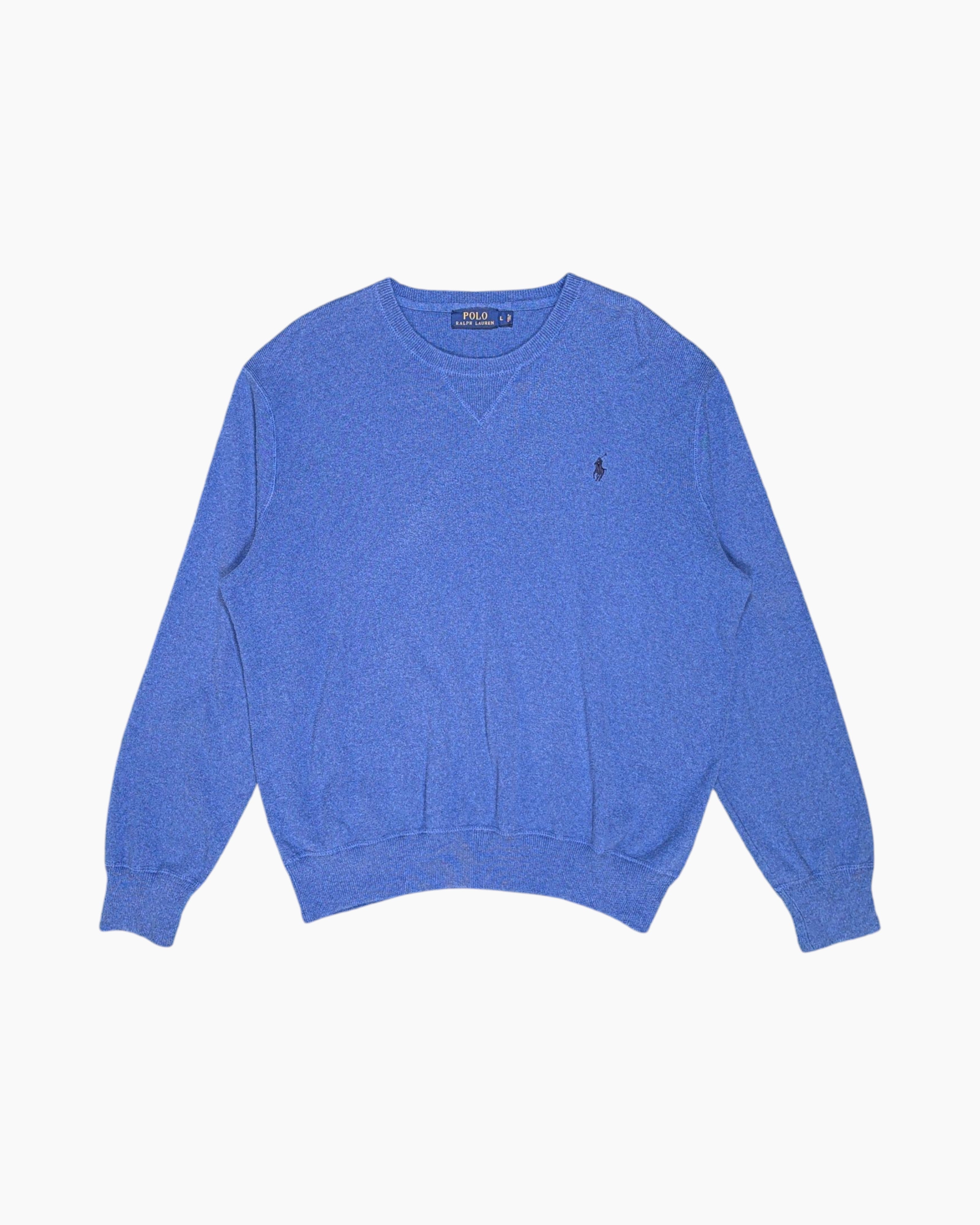 Front Pre-owned POLO RALPH LAUREN Pullover Sweater – Purple Cable Knit V-neck