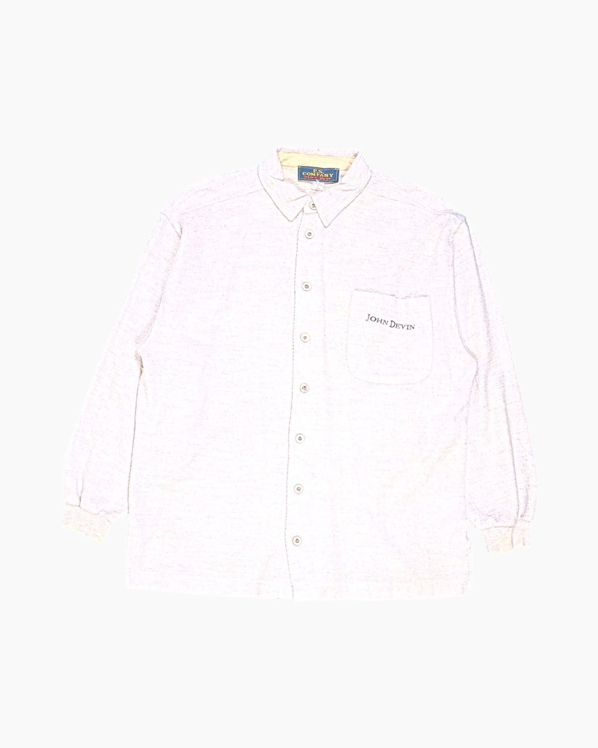 Front Vintage 80s/90s P.S. Company Button-Down Shirt – Cream with Back Graphic