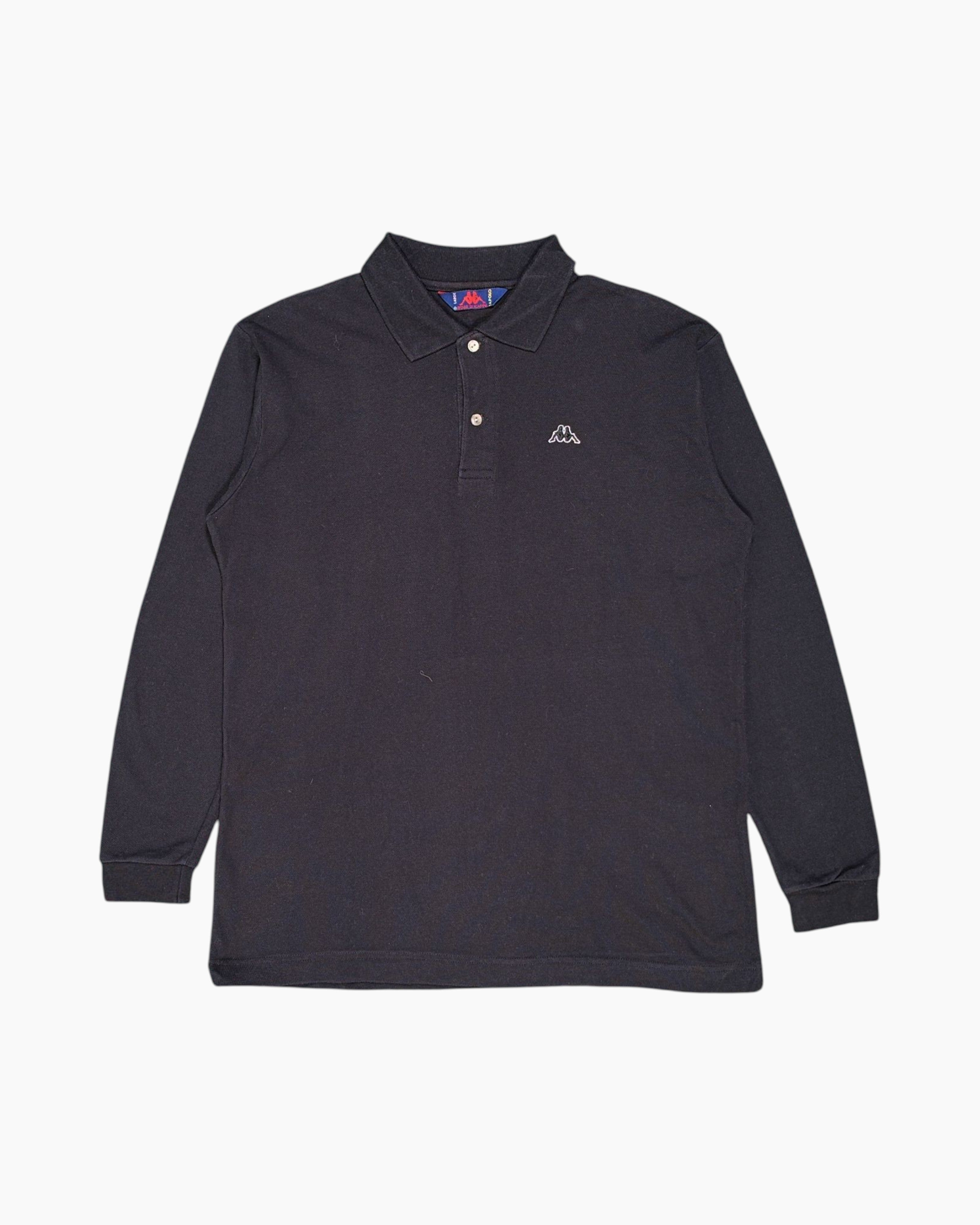 Front Pre-owned ROBE DI KAPPA Long Sleeve Polo Shirt – Black Embroidered Logo