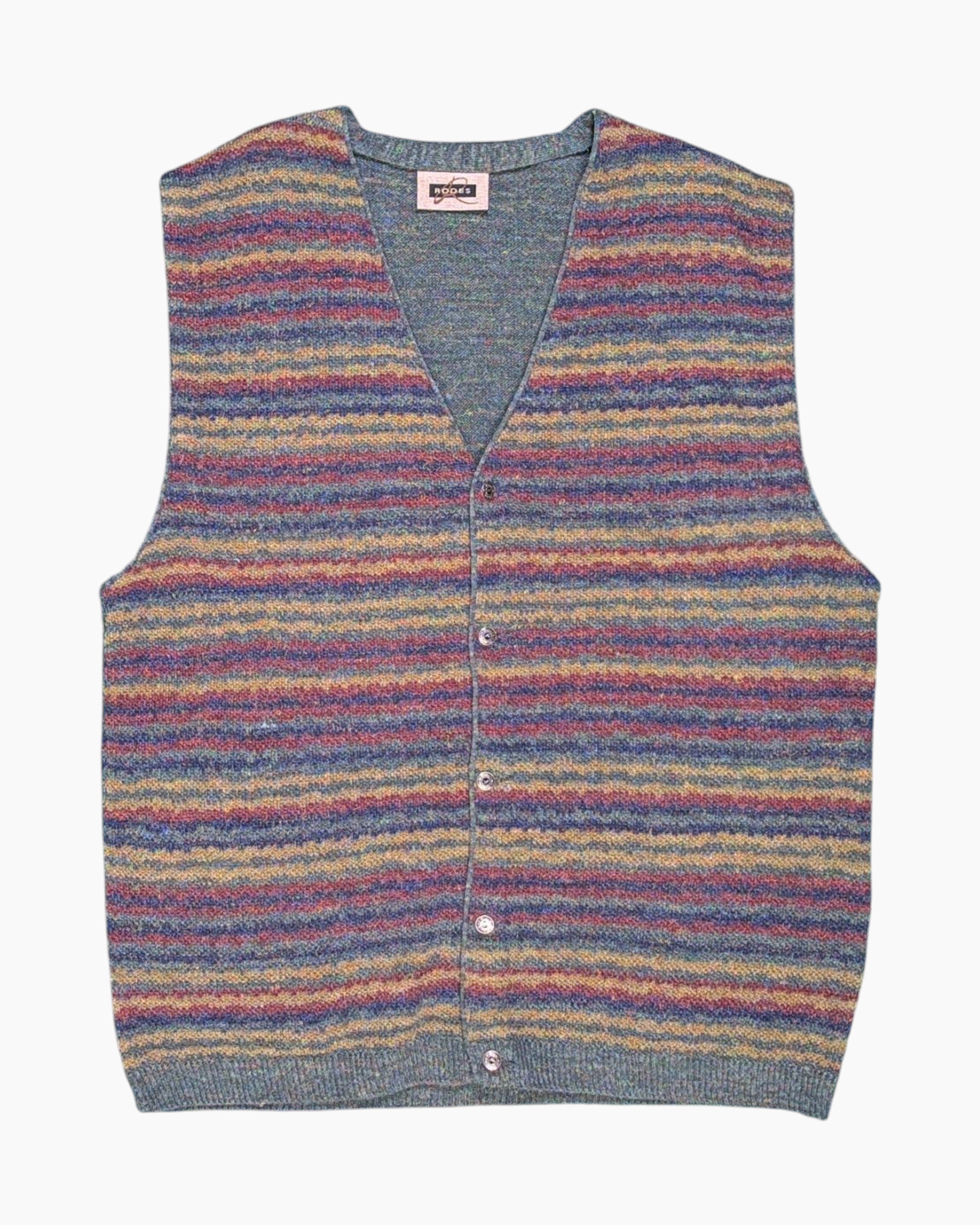 Front Vintage 80s/90s Rodes Button-Front Vest – Multicolor Space-Dye