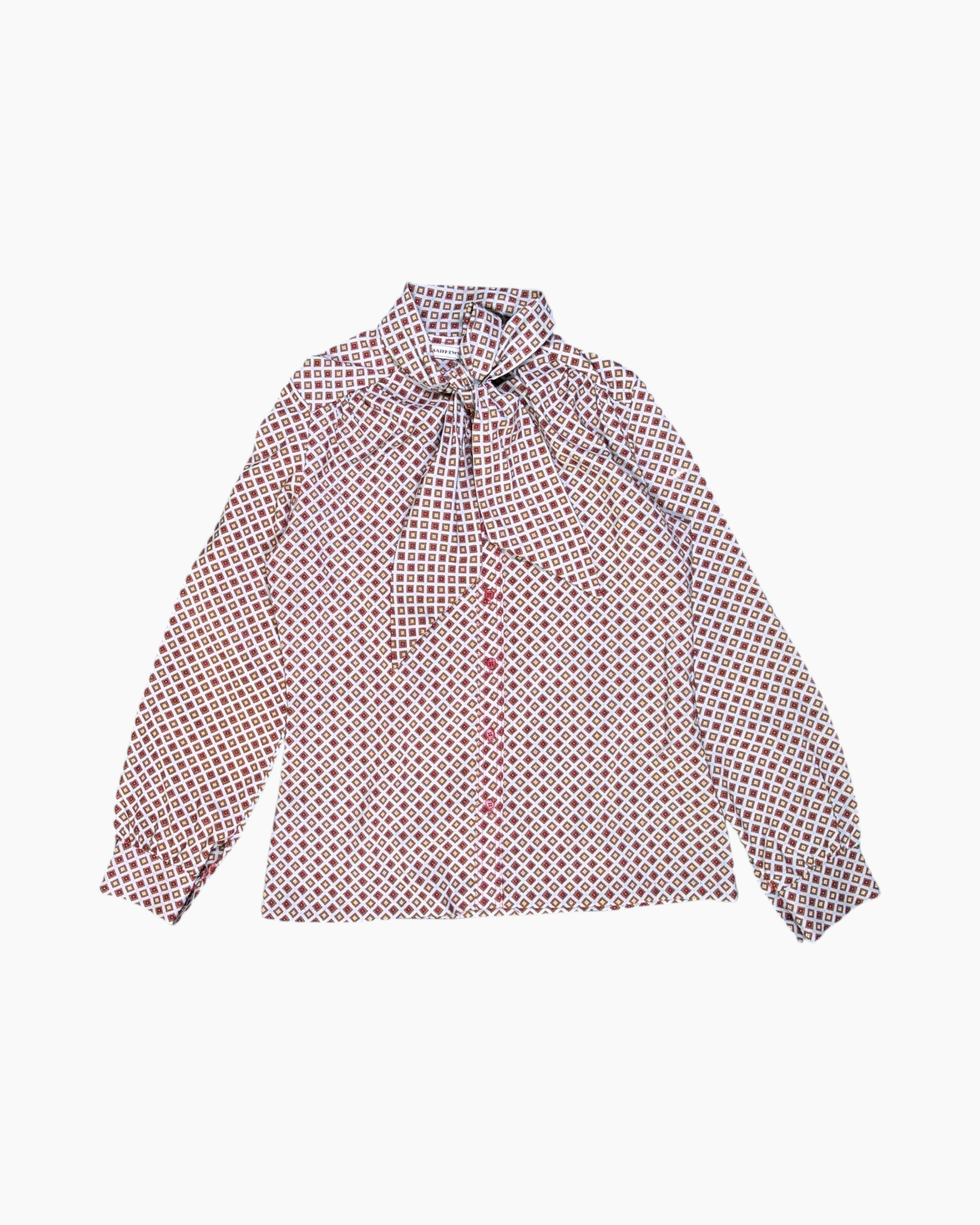 Front Vintage 70s ROMANTIC EMAS Button-Down Shirt – Multicolor Geometric Tile