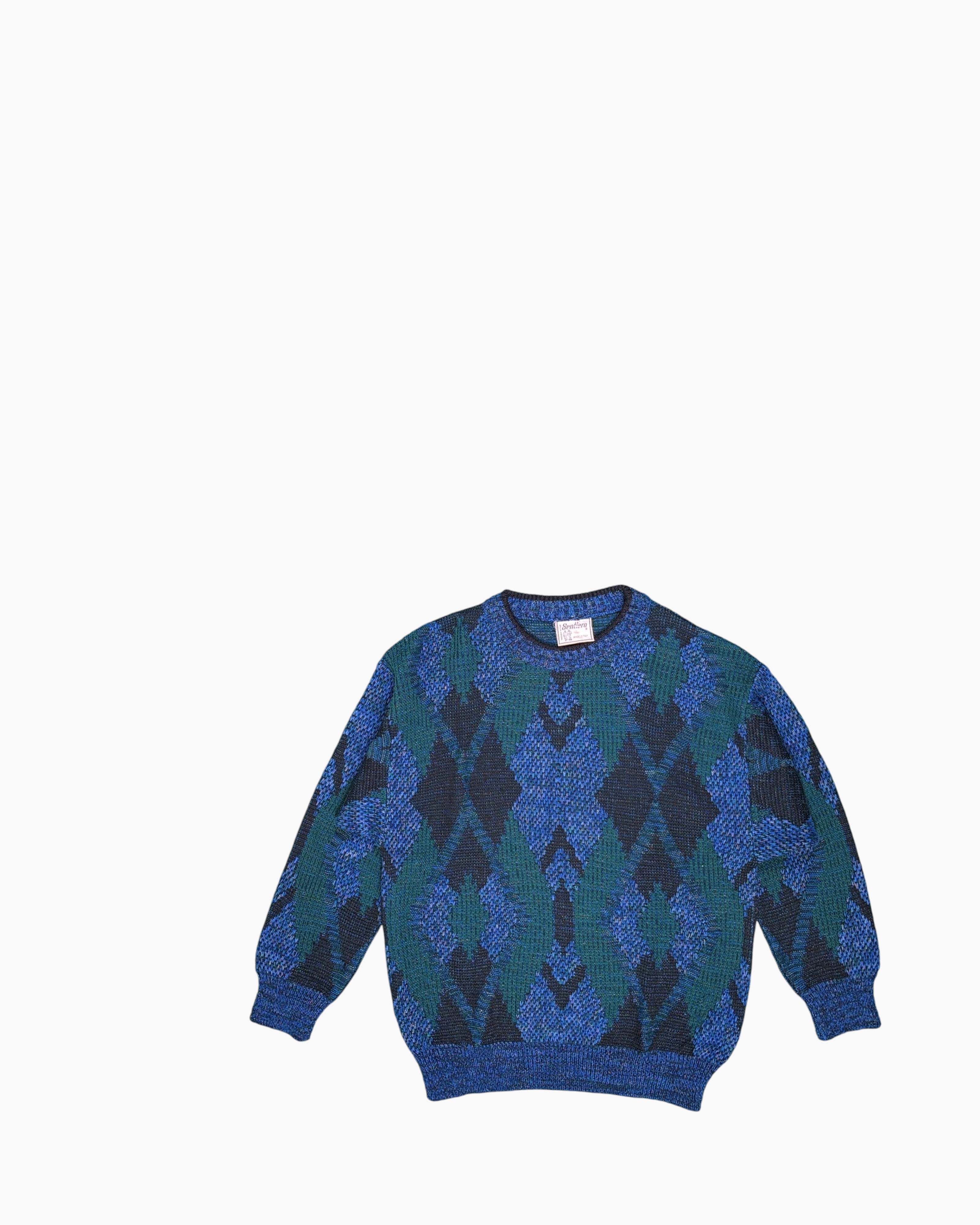 Front Vintage 80s/90s Sentiero Pullover Sweater – Multicolor Geometric