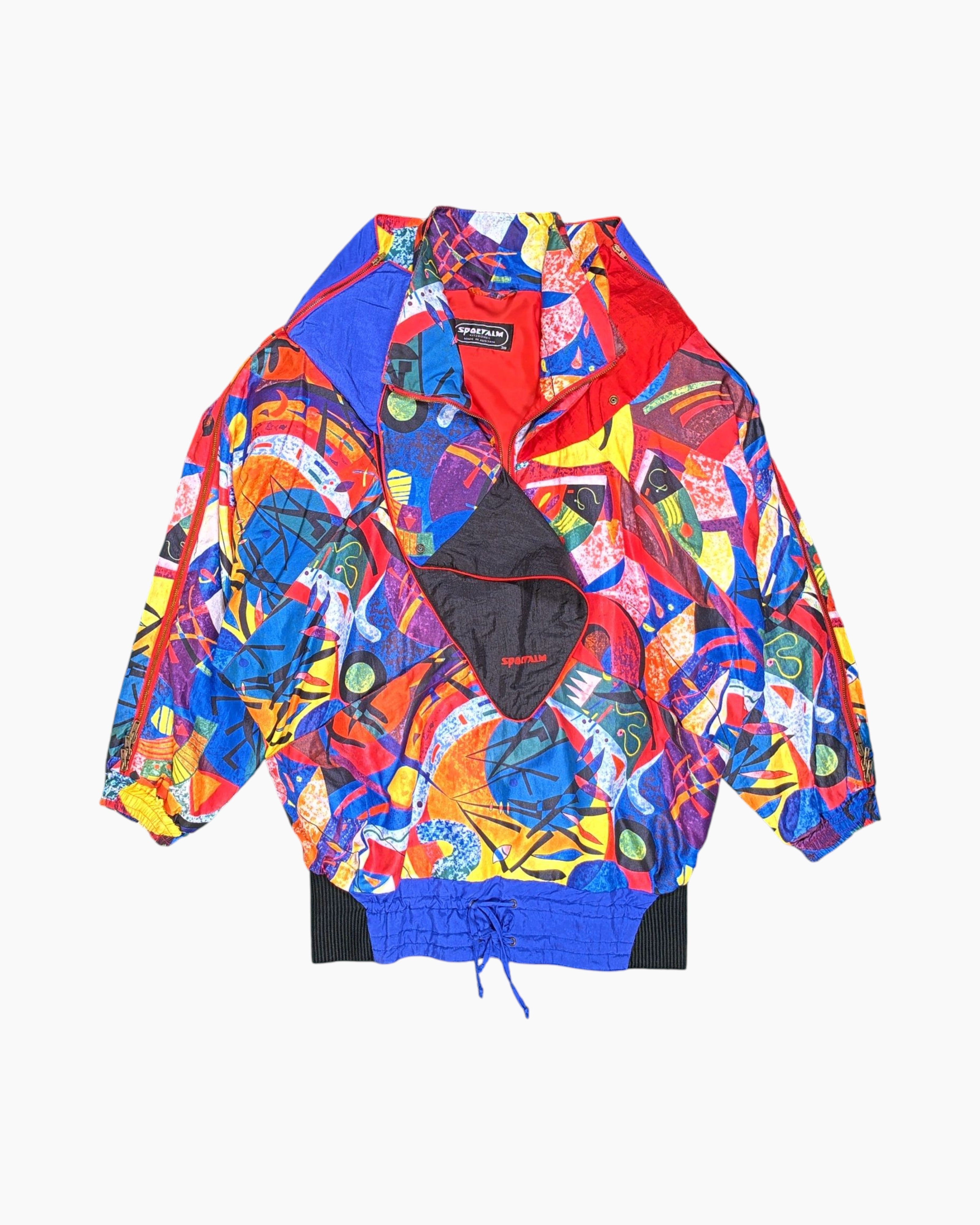 Front Vintage 80s/90s Sportalm Bomber Jacket – Multicolor Geometric Print