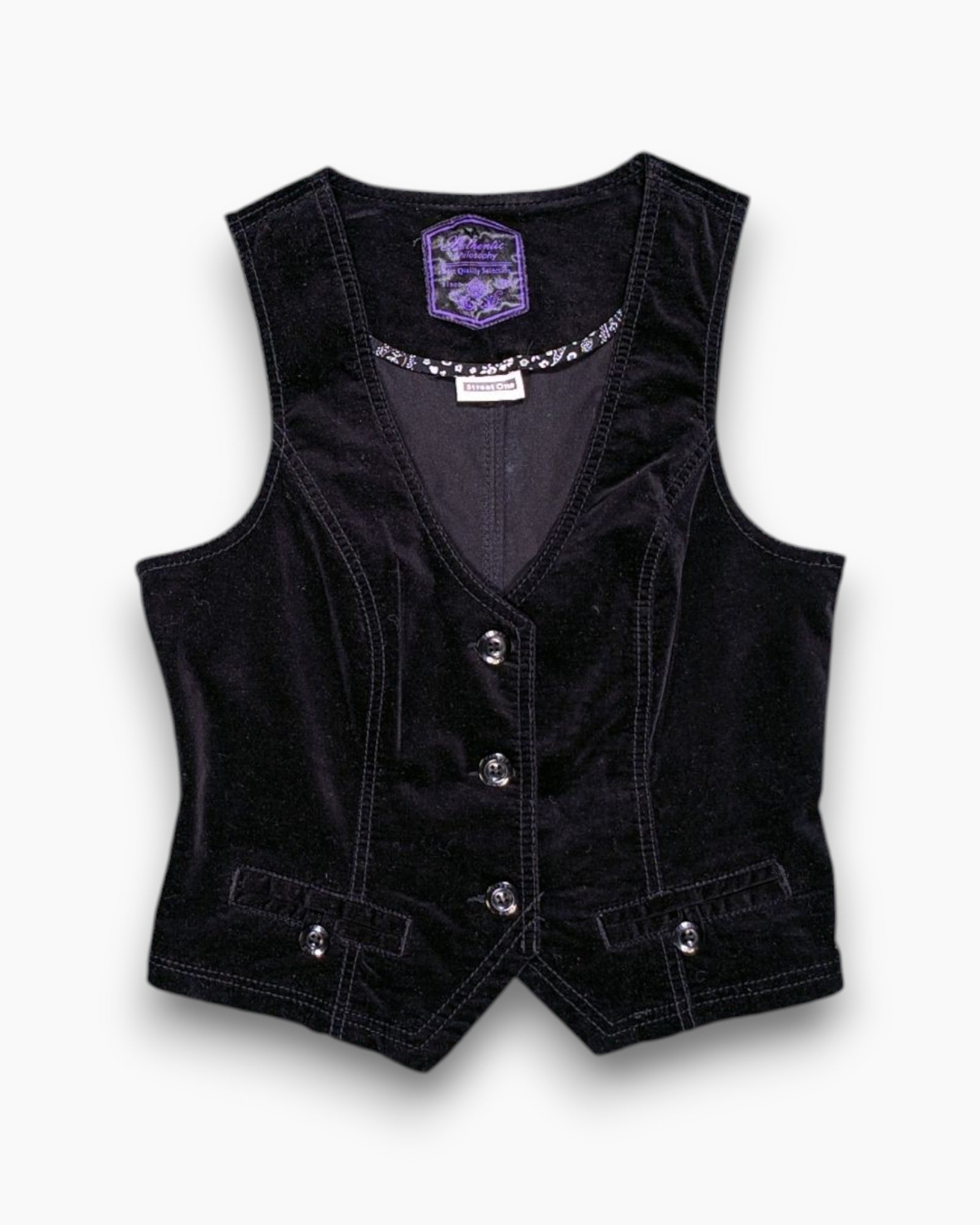 Front Pre-owned Street One Vest – Black Sleeveless V-neck