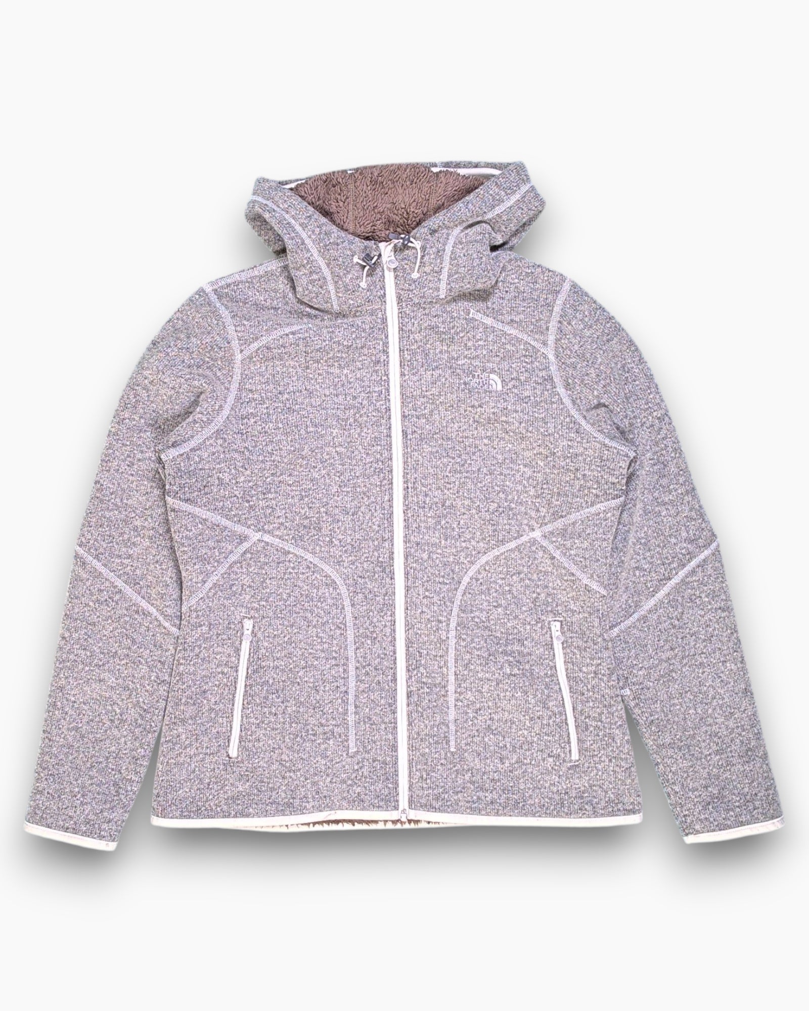 Front Pre-owned The North Face Zip-up Fleece Jacket – Gray Sherpa Hood