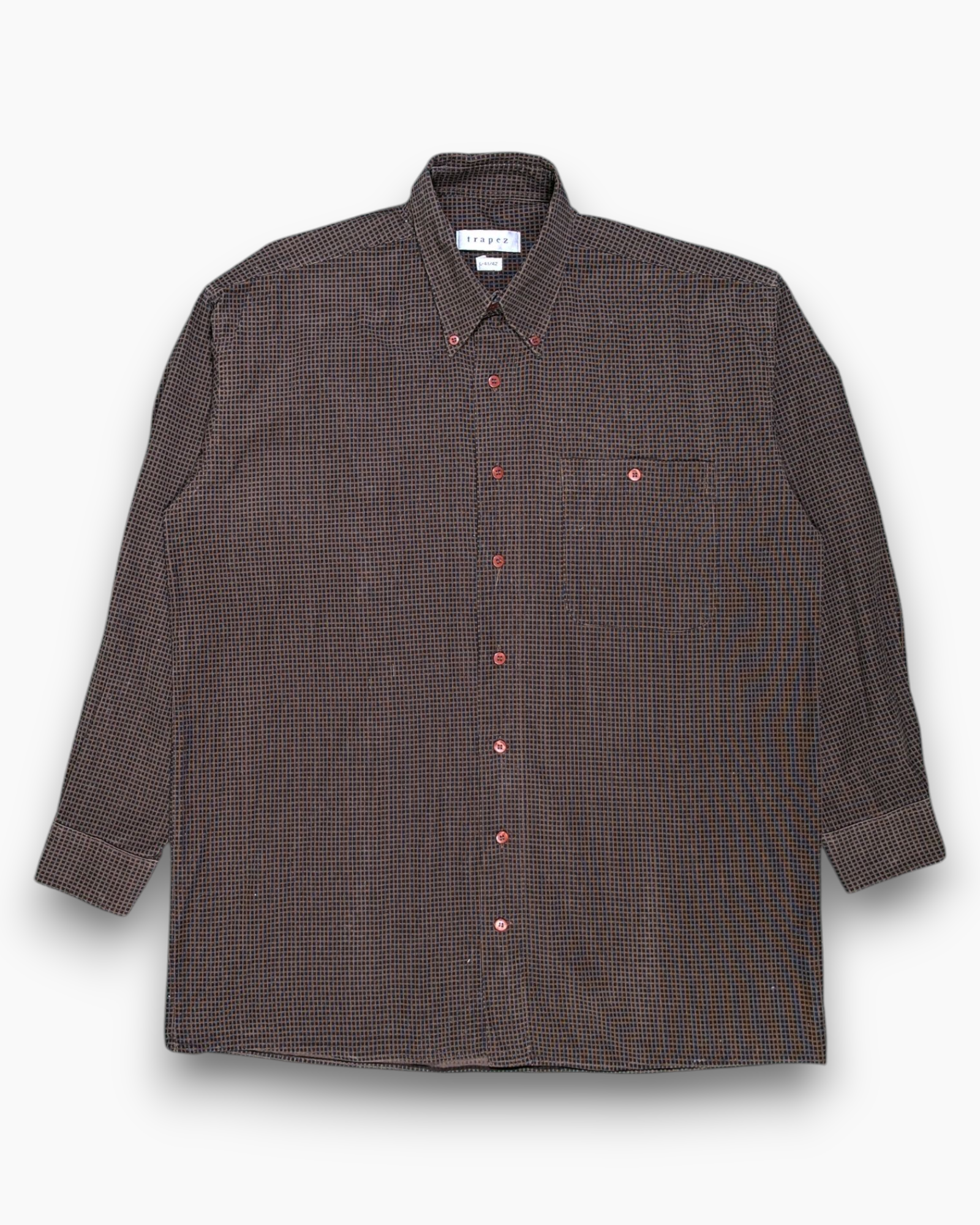Vintage 90s trapez Button-Down Shirt L-41/42 Relaxed Fit | ThriftTale