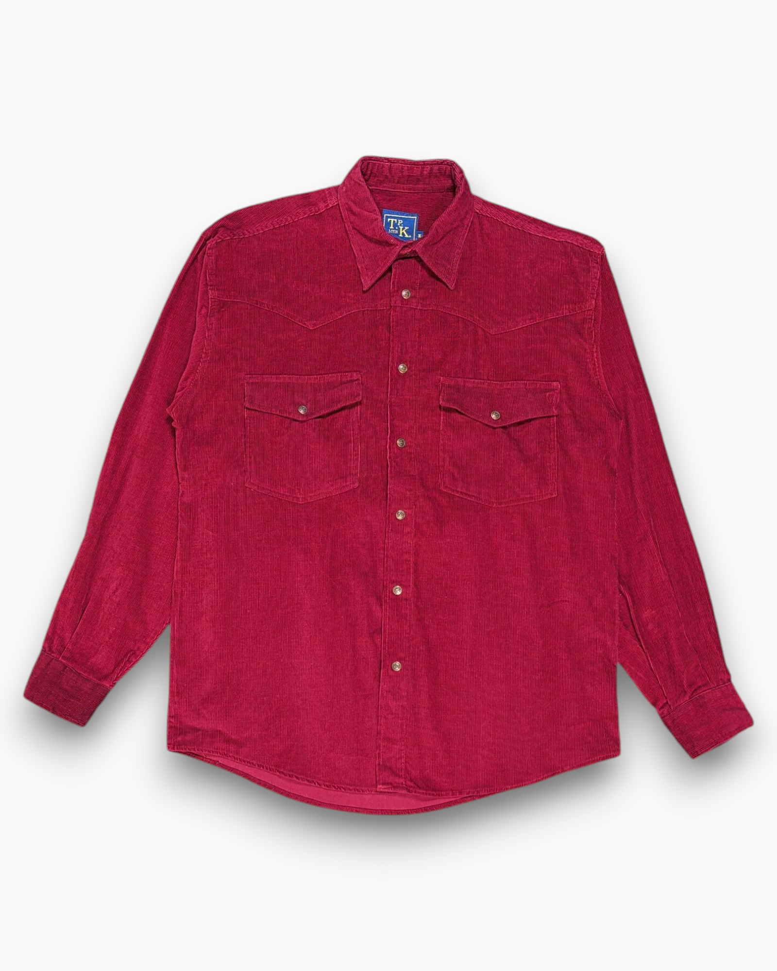mens red button down dress shirt Pre-owned Turnpike (T.P. K.) Button-Down Shirt M Workwear
