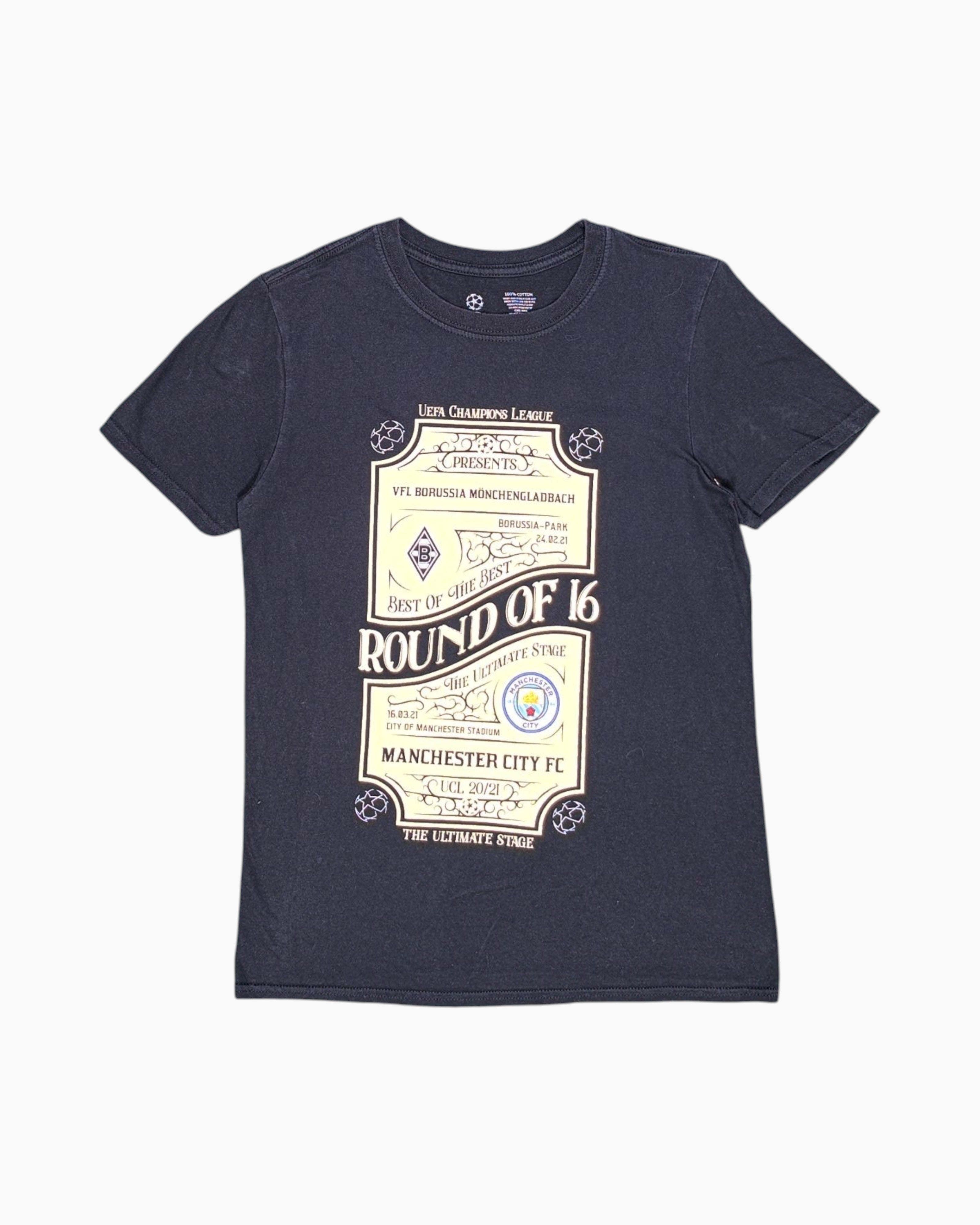 Front Pre-owned UEFA Champions League Graphic T-Shirt – Black Front Print