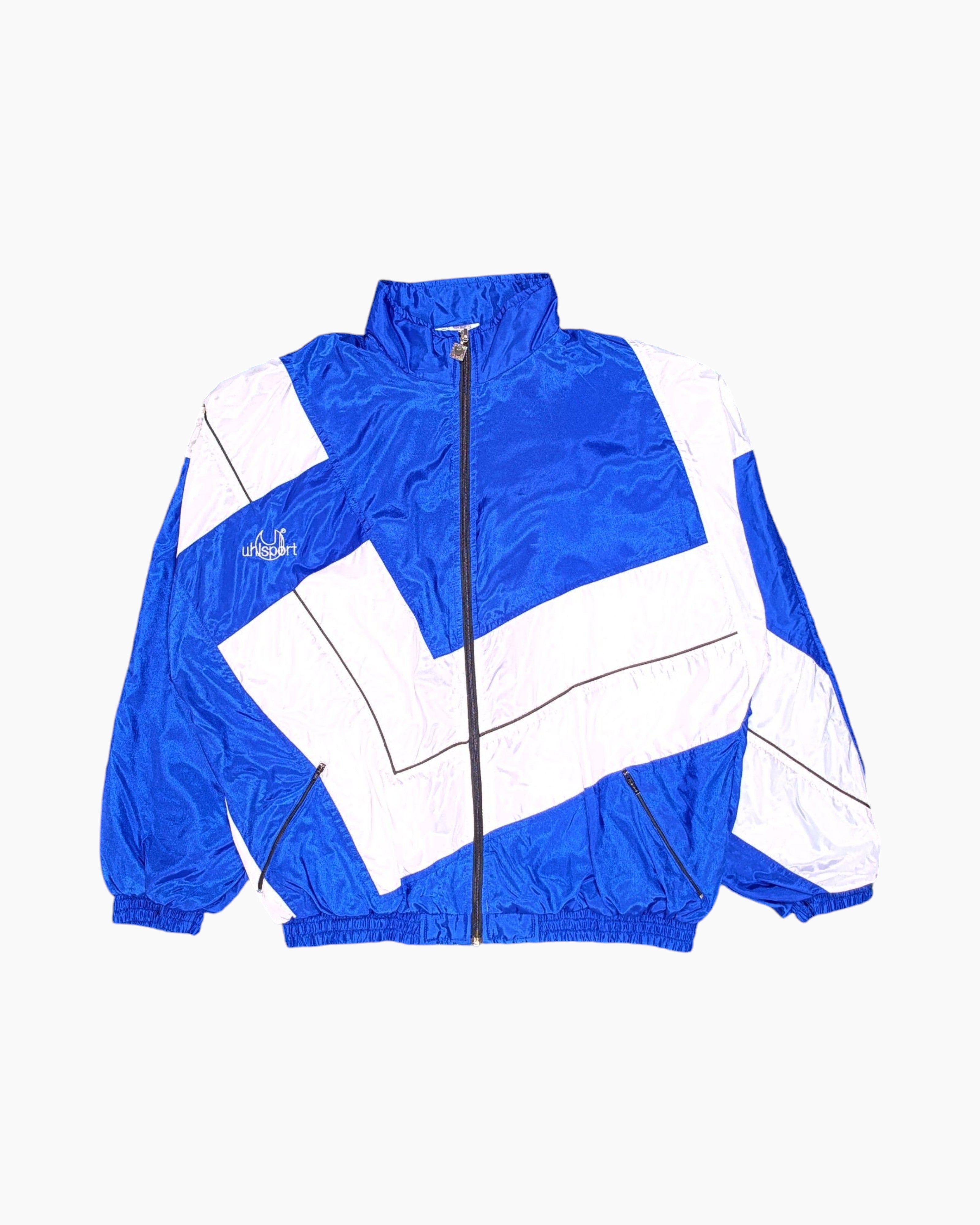 Front Vintage 80s/90s uhlsport Windbreaker Jacket – Blue Contrast Paneling