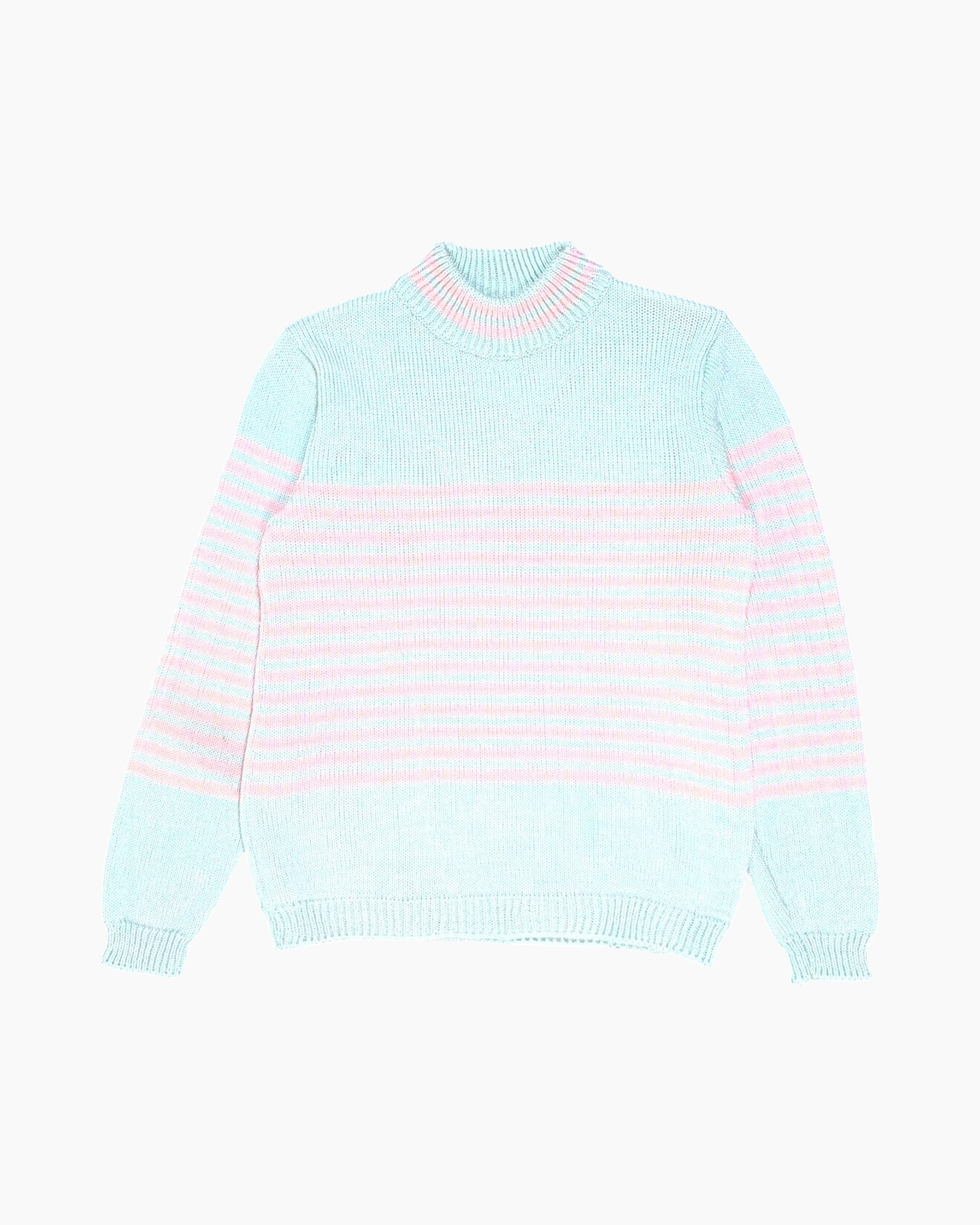 Front Pre-owned Unknown Pullover Sweater – Multicolor Striped Crewneck