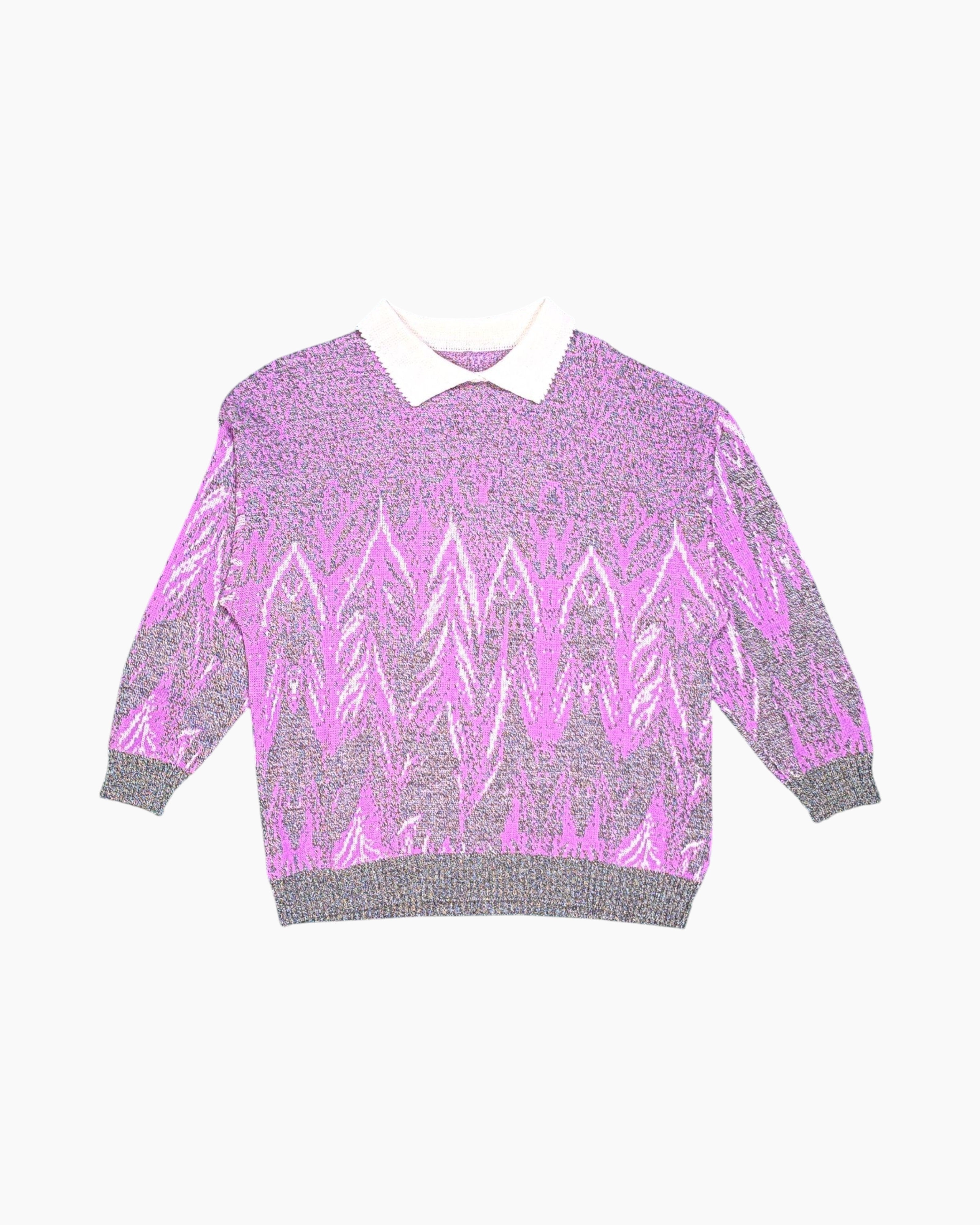 Front Vintage 80s/90s Unknown Pullover Sweater – Pink Chevron Zigzag