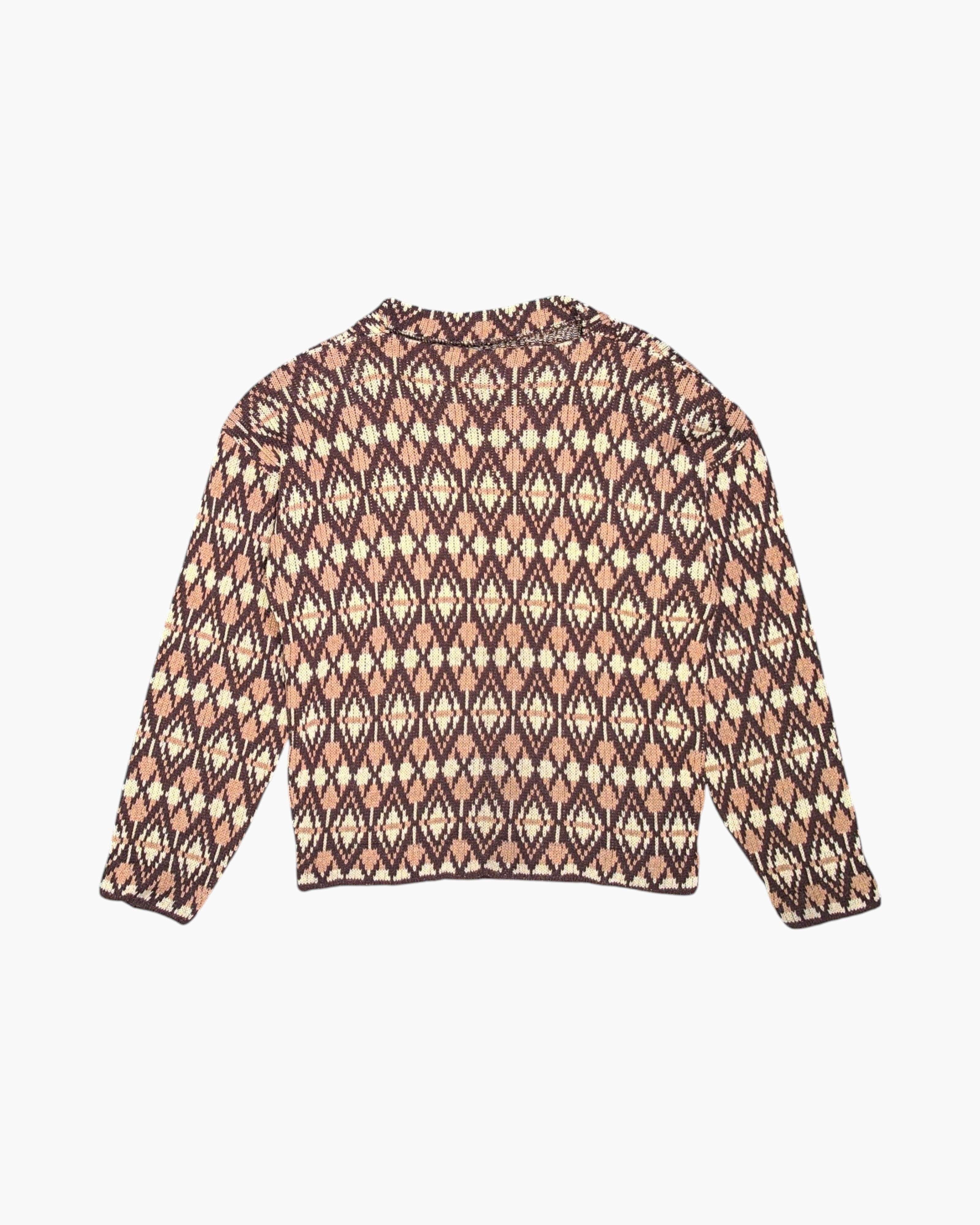 Front Vintage 80s Unknown Pullover Sweater – Multicolor Jacquard (S)