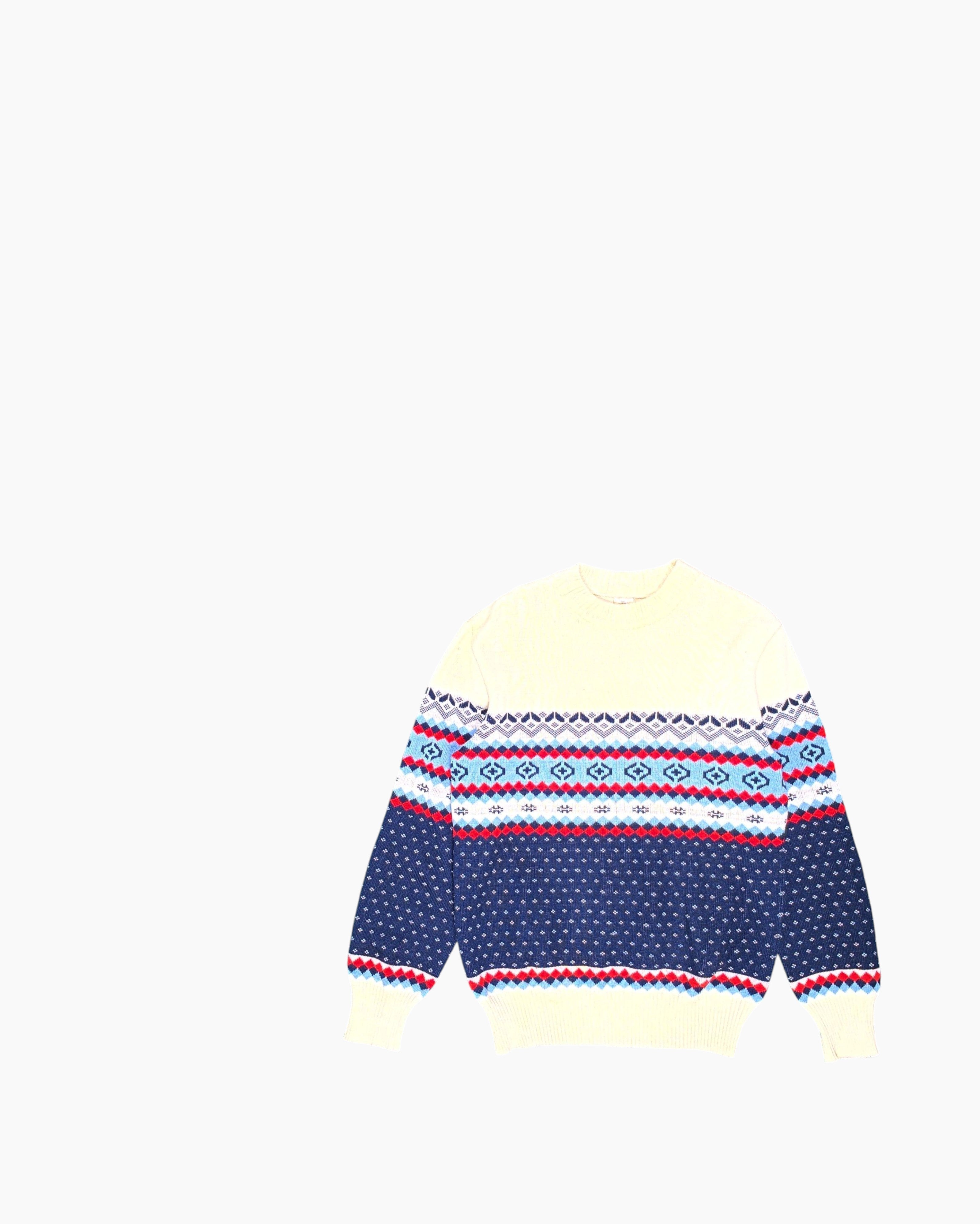 Front Vintage 70s/80s Unknown Pullover Sweater – Multicolor Fair Isle