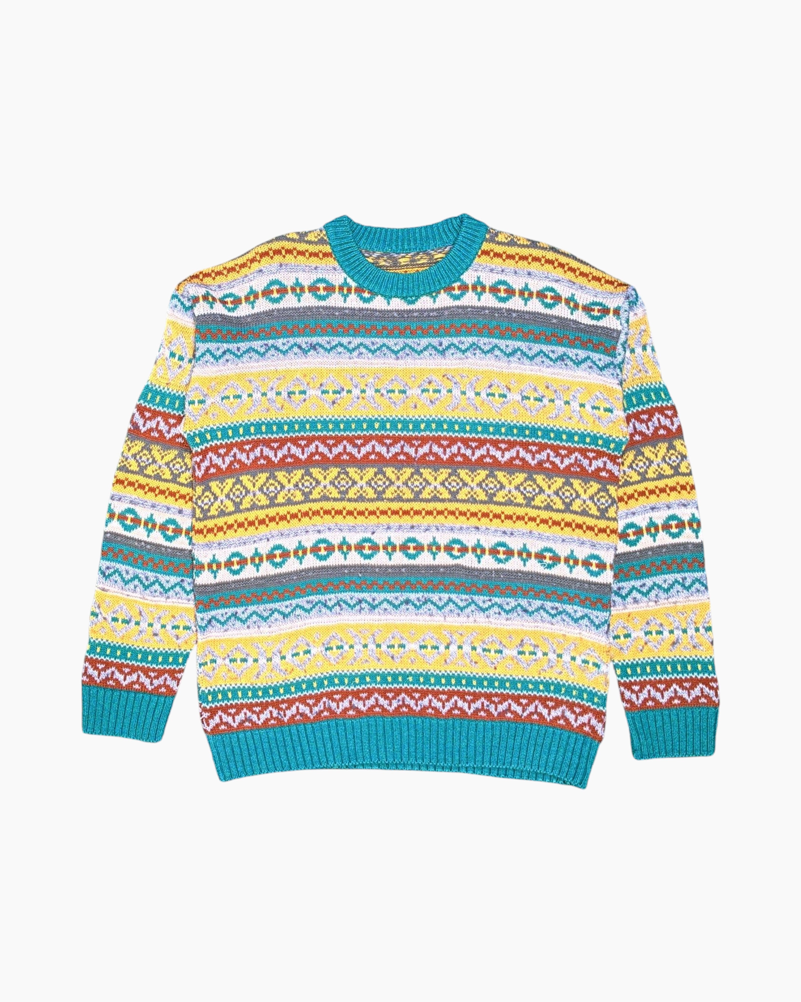 Front Vintage 80s/90s Unknown Pullover Sweater – Multicolor Fair Isle
