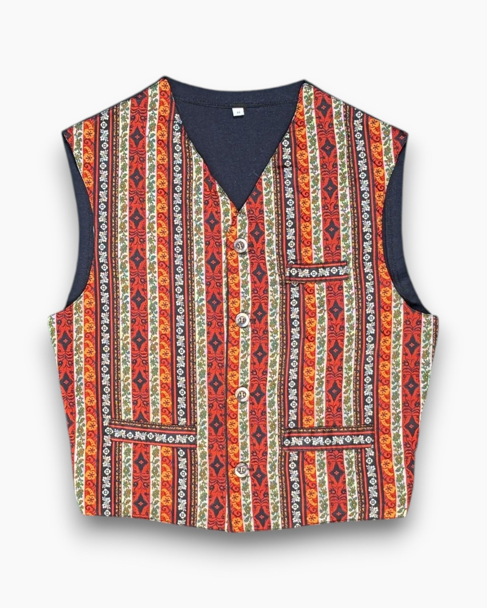 Front Vintage 80s/90s Unknown Sleeveless Top – Multicolor Geometric Tapestry