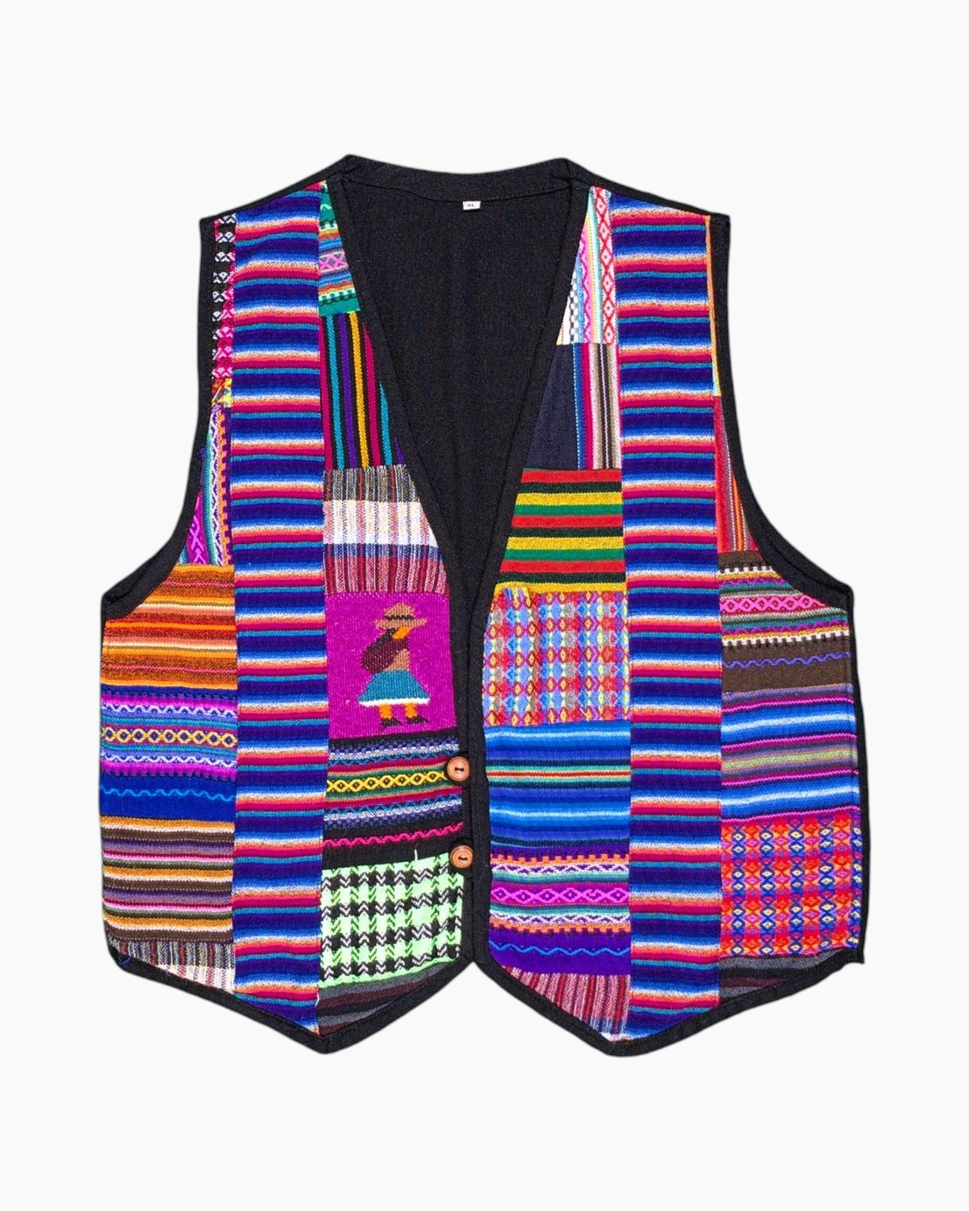 Front Vintage 80s/90s Unknown Vest – Multicolor Patchwork Front