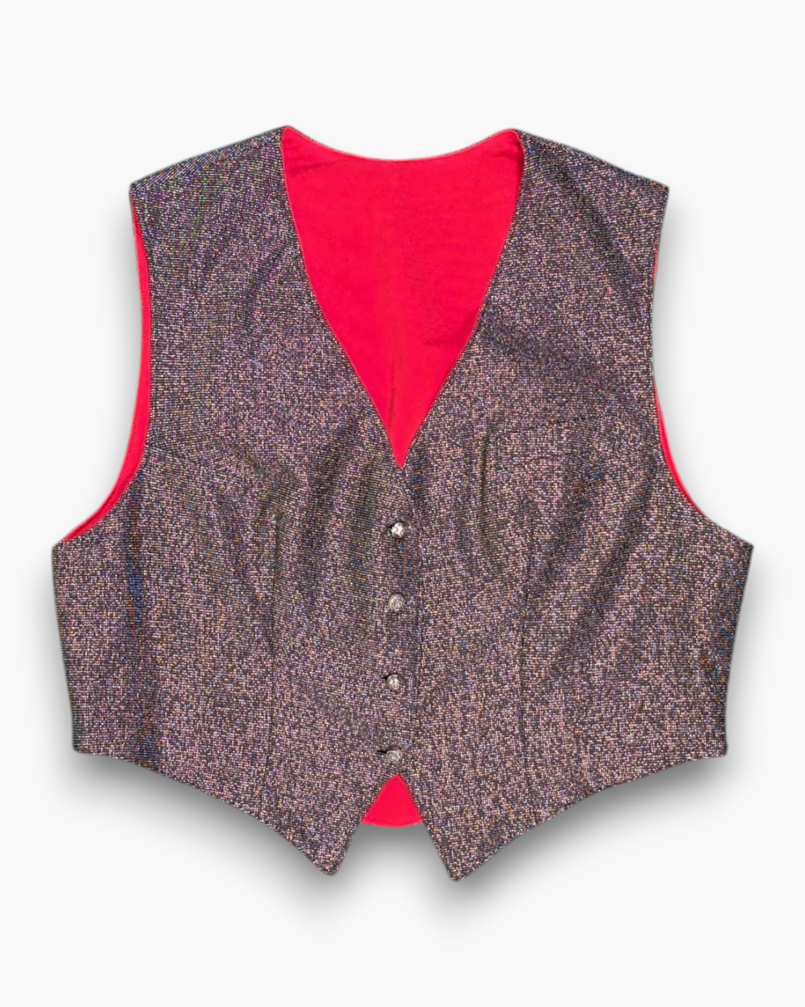 Front Vintage 80s/90s Unknown Vest – Multicolor Metallic Lurex (Vintage Vest)