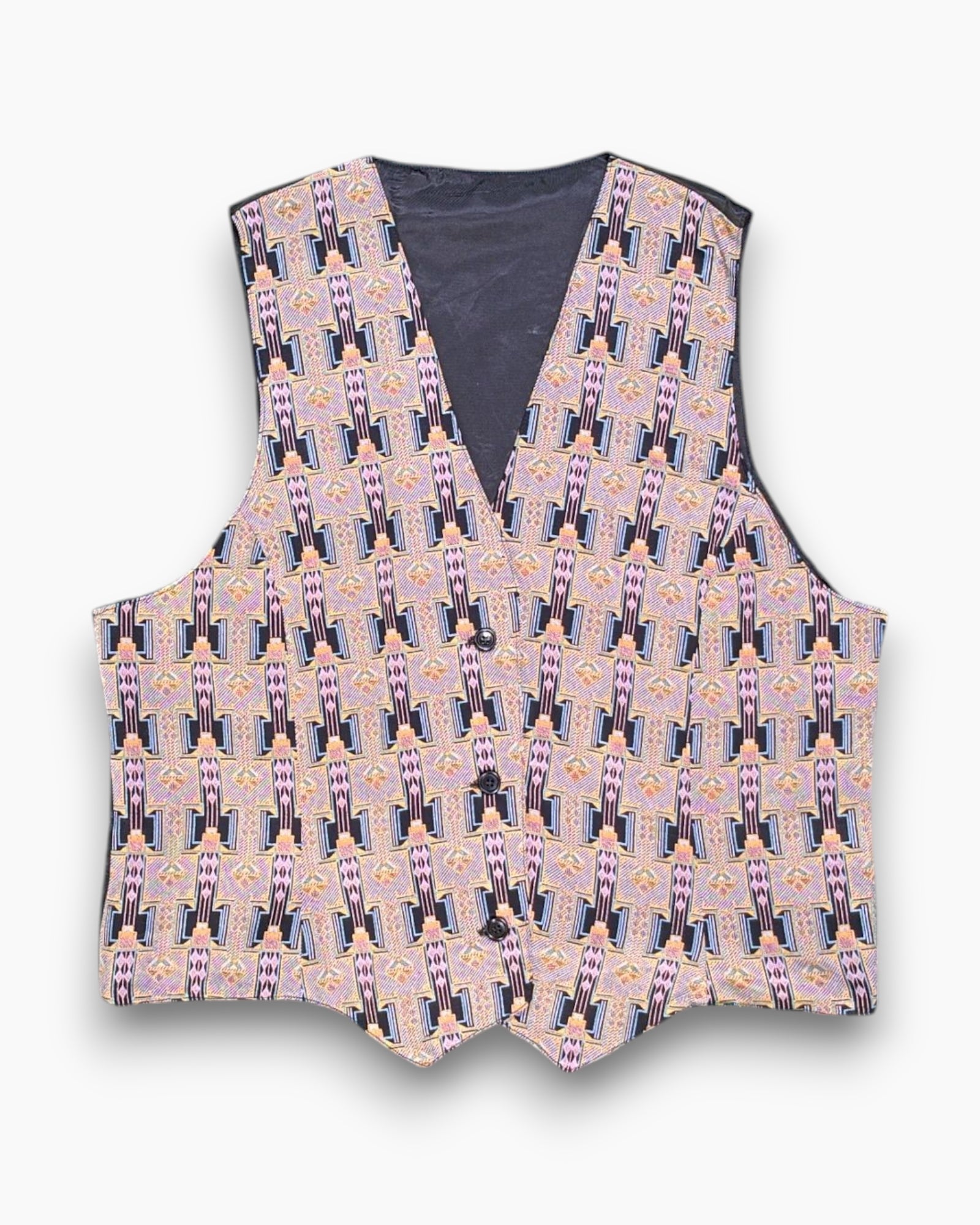 Front Vintage 80s/90s Unknown Vest – Multicolor Geometric Print (Preloved)