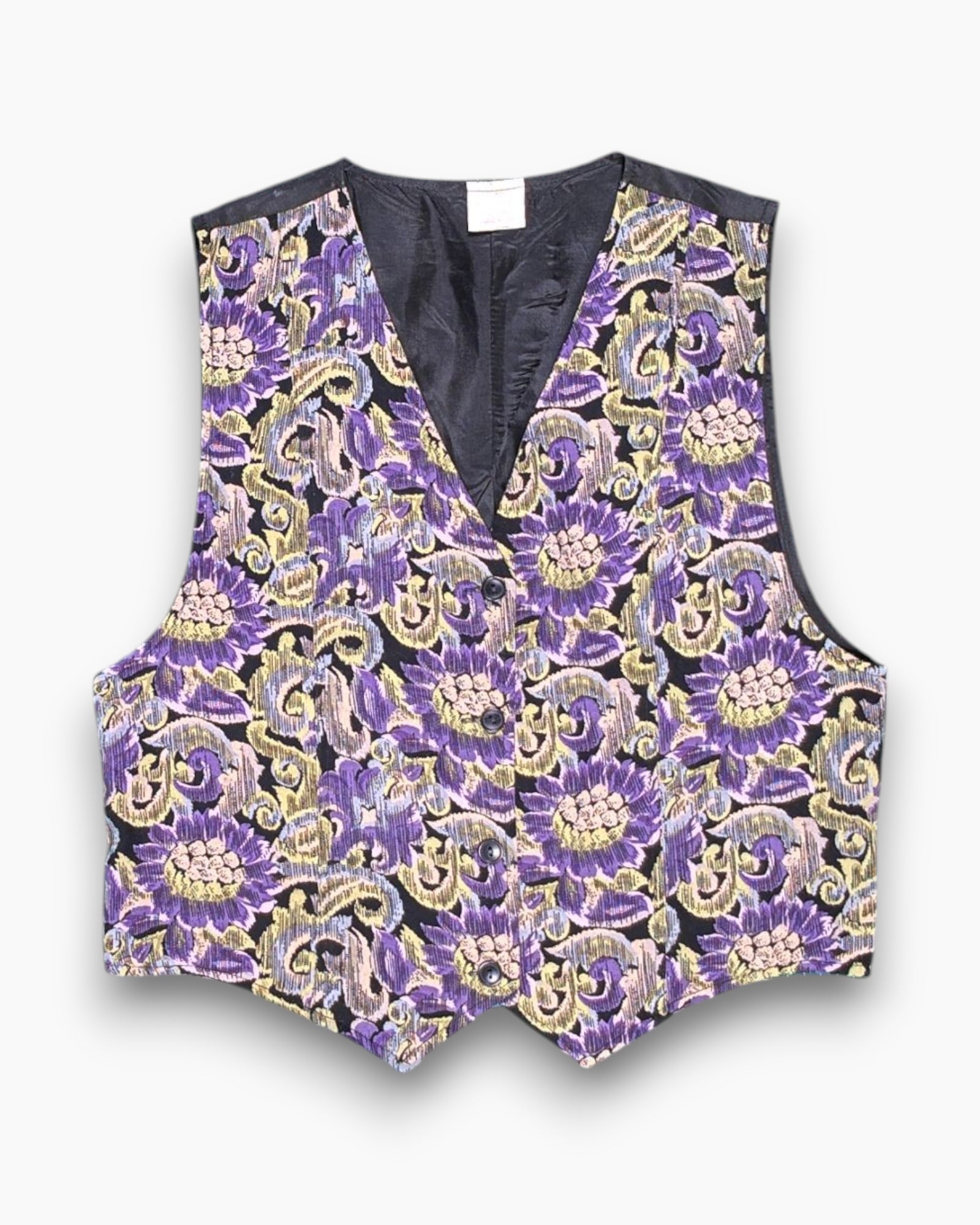Vintage 80s/90s Unknown Vest M Retro Romantic – Floral Jacquard